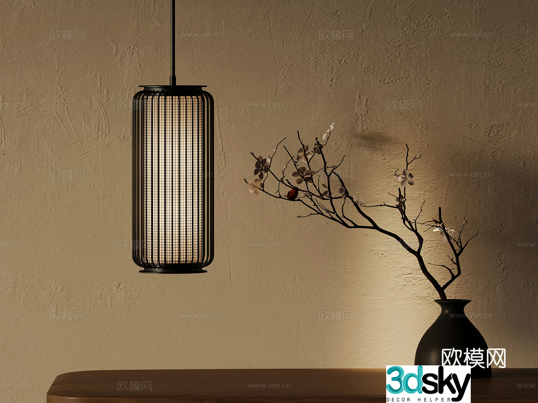 21 new Chinese chandelier vase 3d model