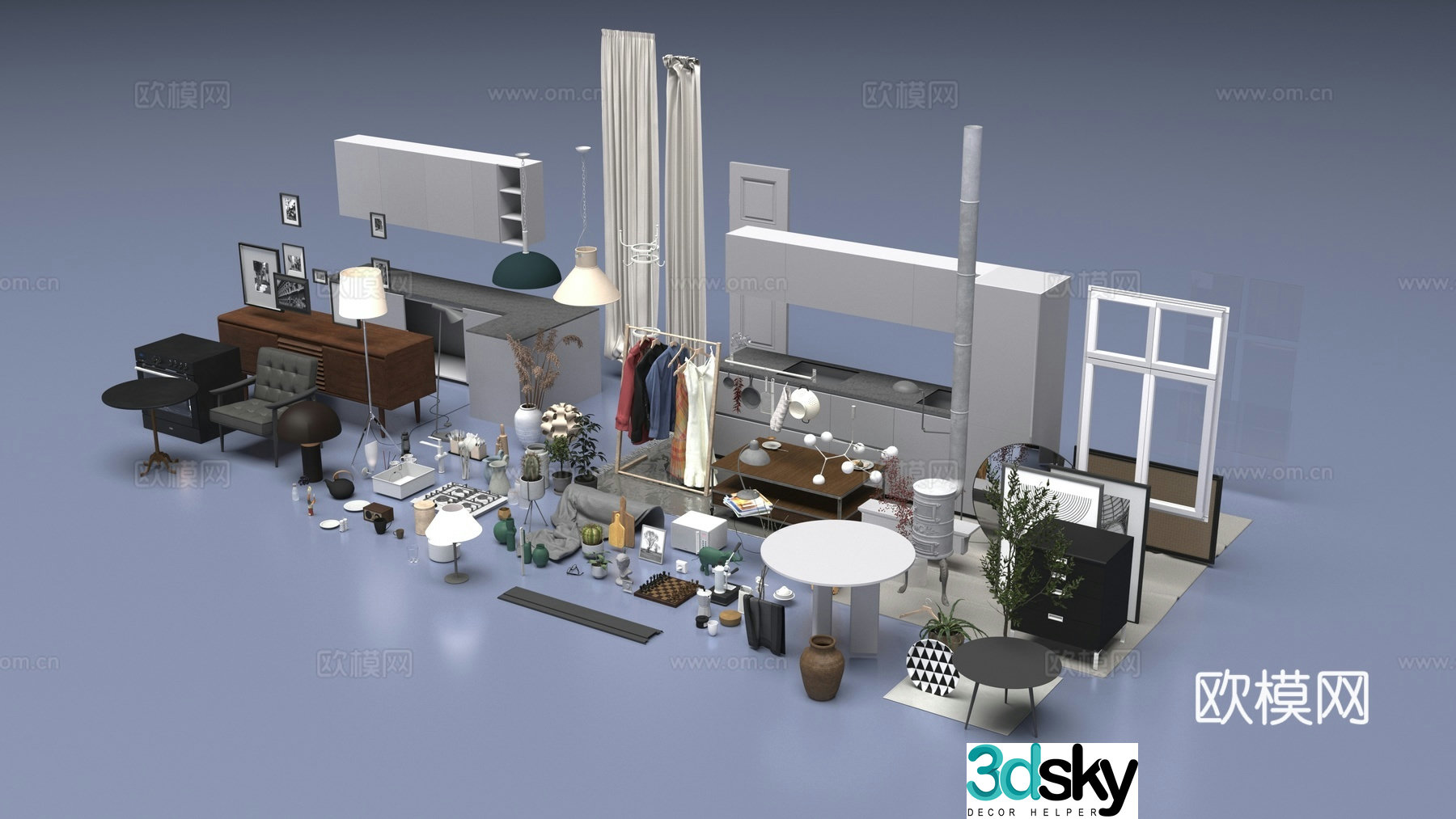 Interior furniture decoration 3d model