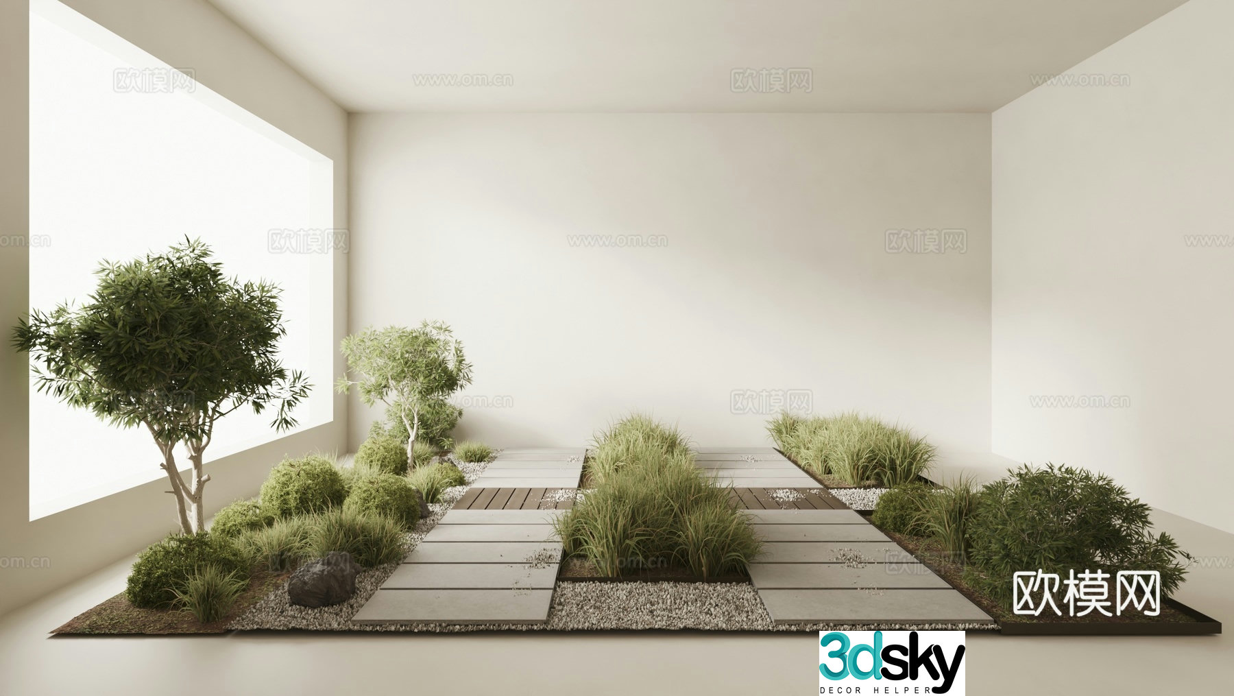 Modern garden landscape garden plants terrace 3d model