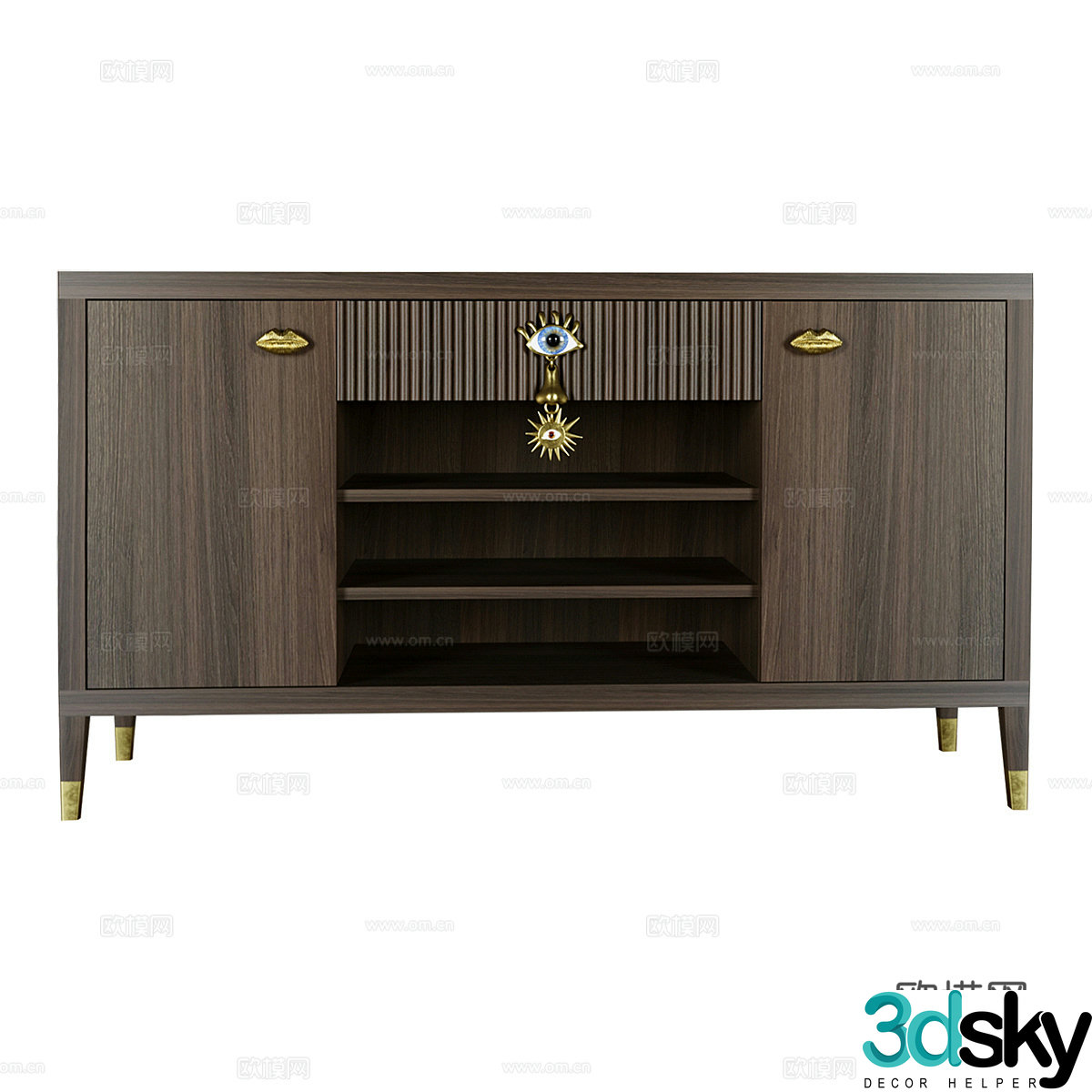New Chinese style light luxury solid wood sideboard 3D model