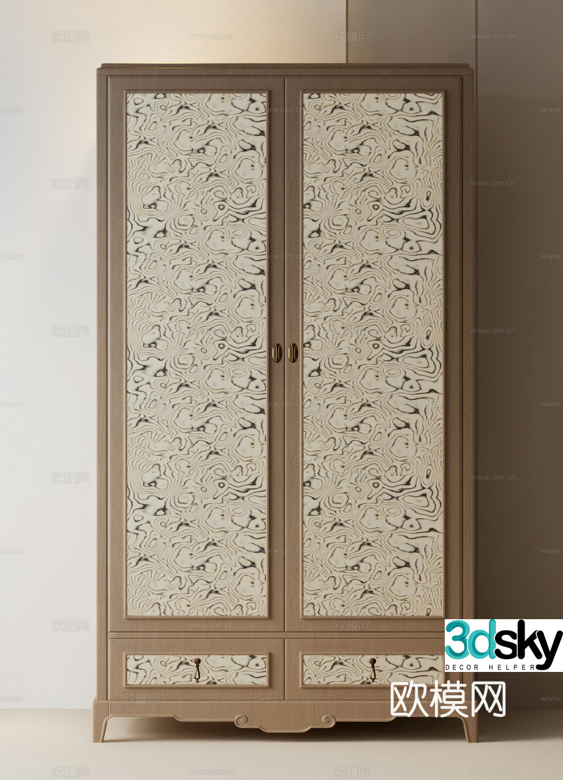 Modern medieval wind wardrobe Middle wind wardrobe Song family wardrobe Bedroom wardrobe 3D model