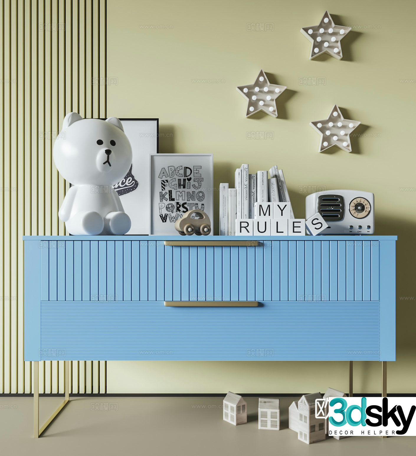 Creamy wind children’s cabinet 3d model