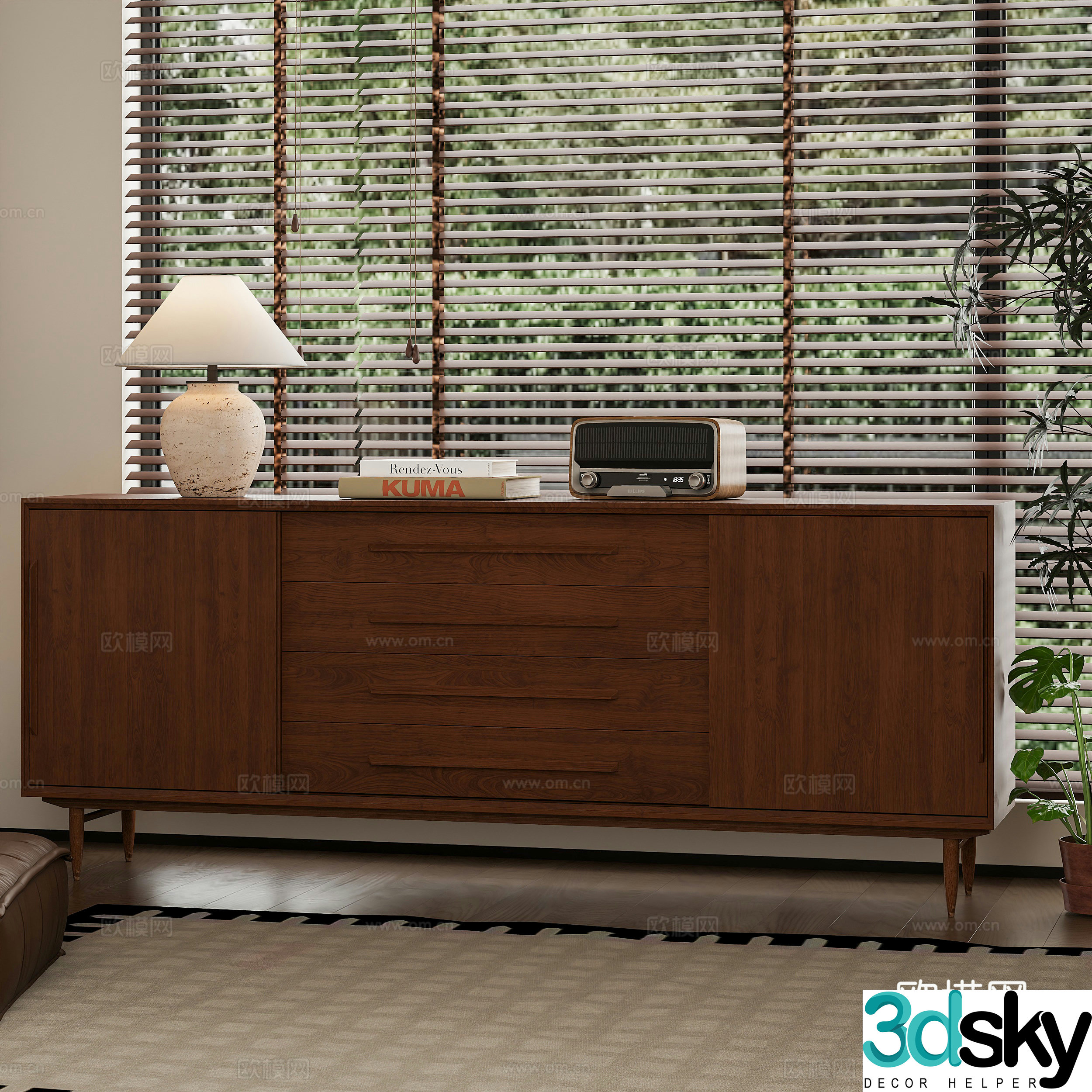 Middle-aged porch cabinet end view cabinet side cabinet side cabinet 3D model