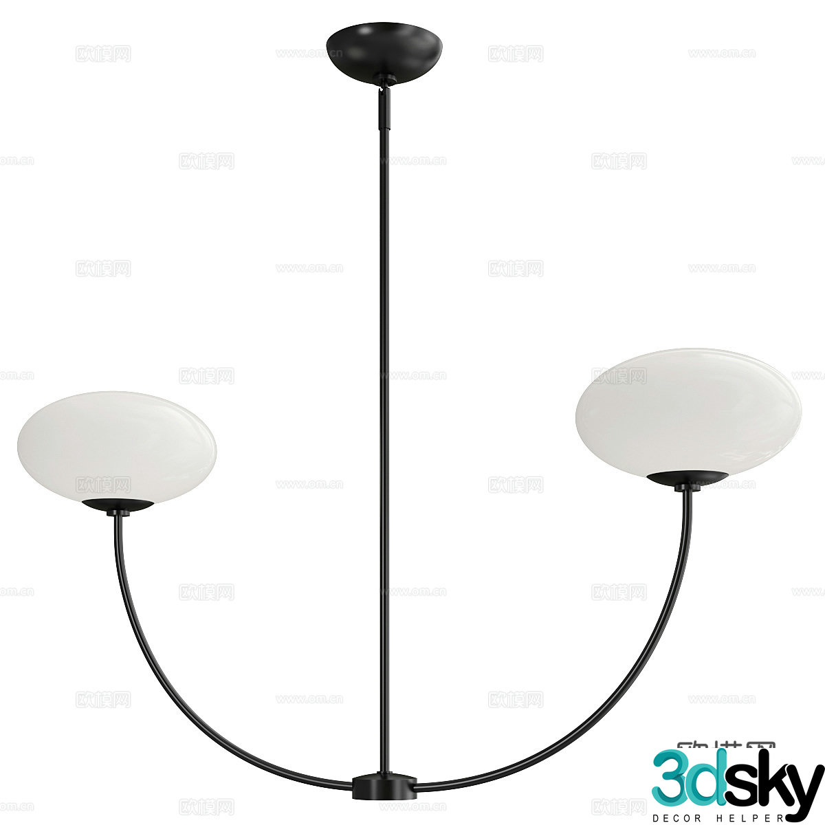Modern minimalist double-headed decorative chandelier 3d model