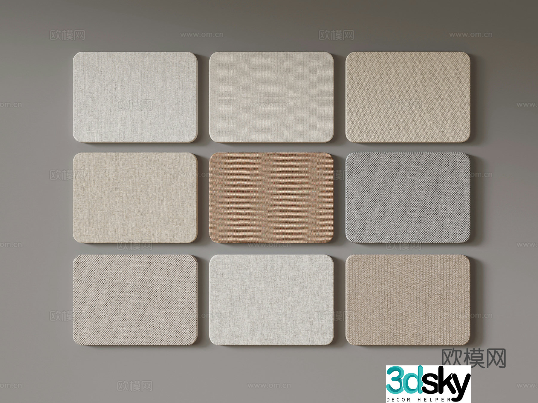21 fabric modern wall panel wall cloth fabric 3d model