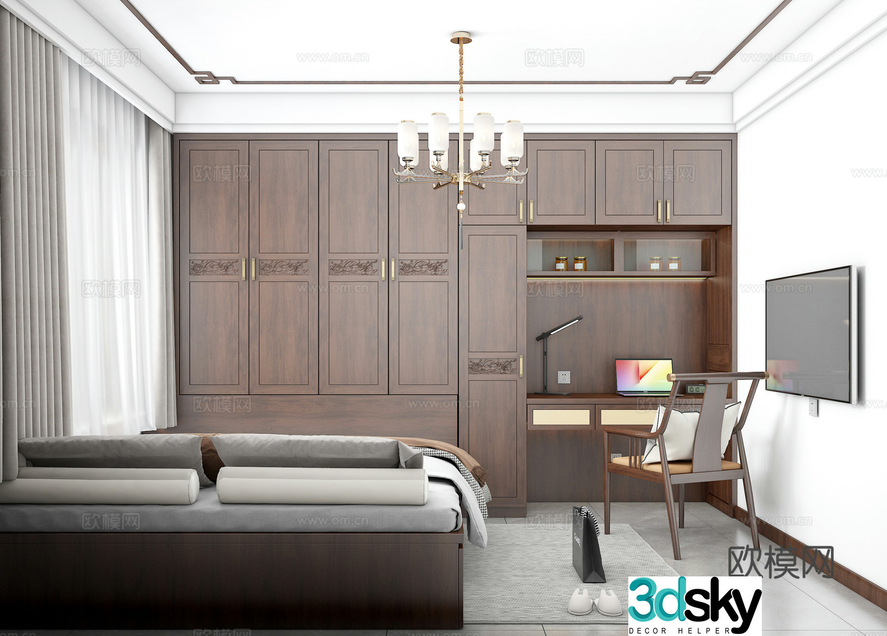 New Chinese style tatami room 3D model