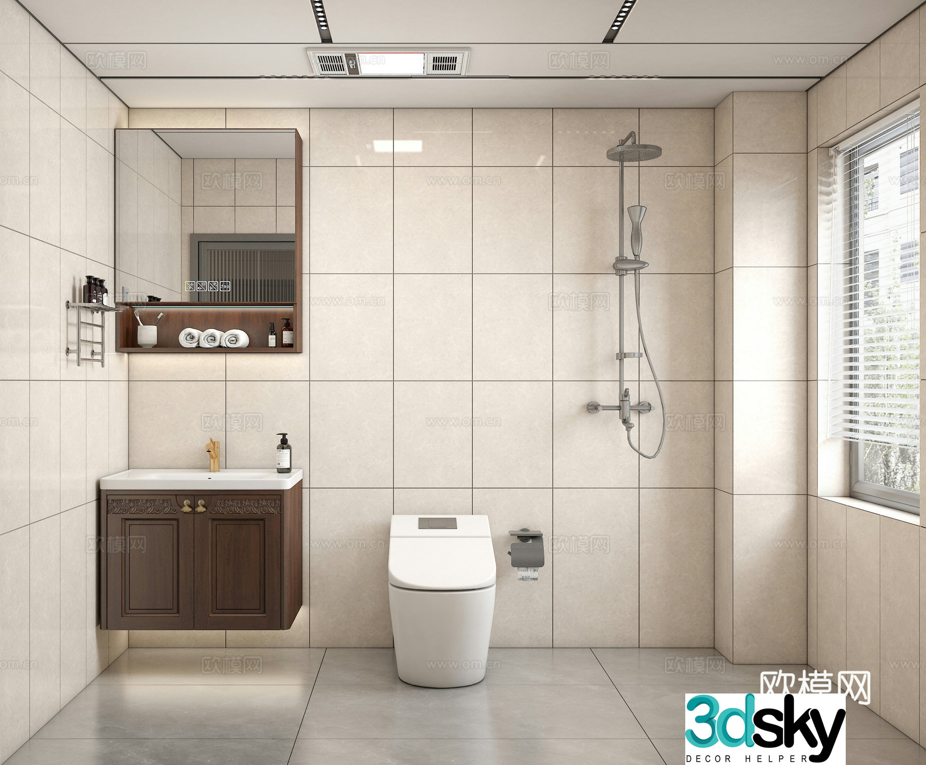 New Chinese bathroom bathroom cabinet 3D model