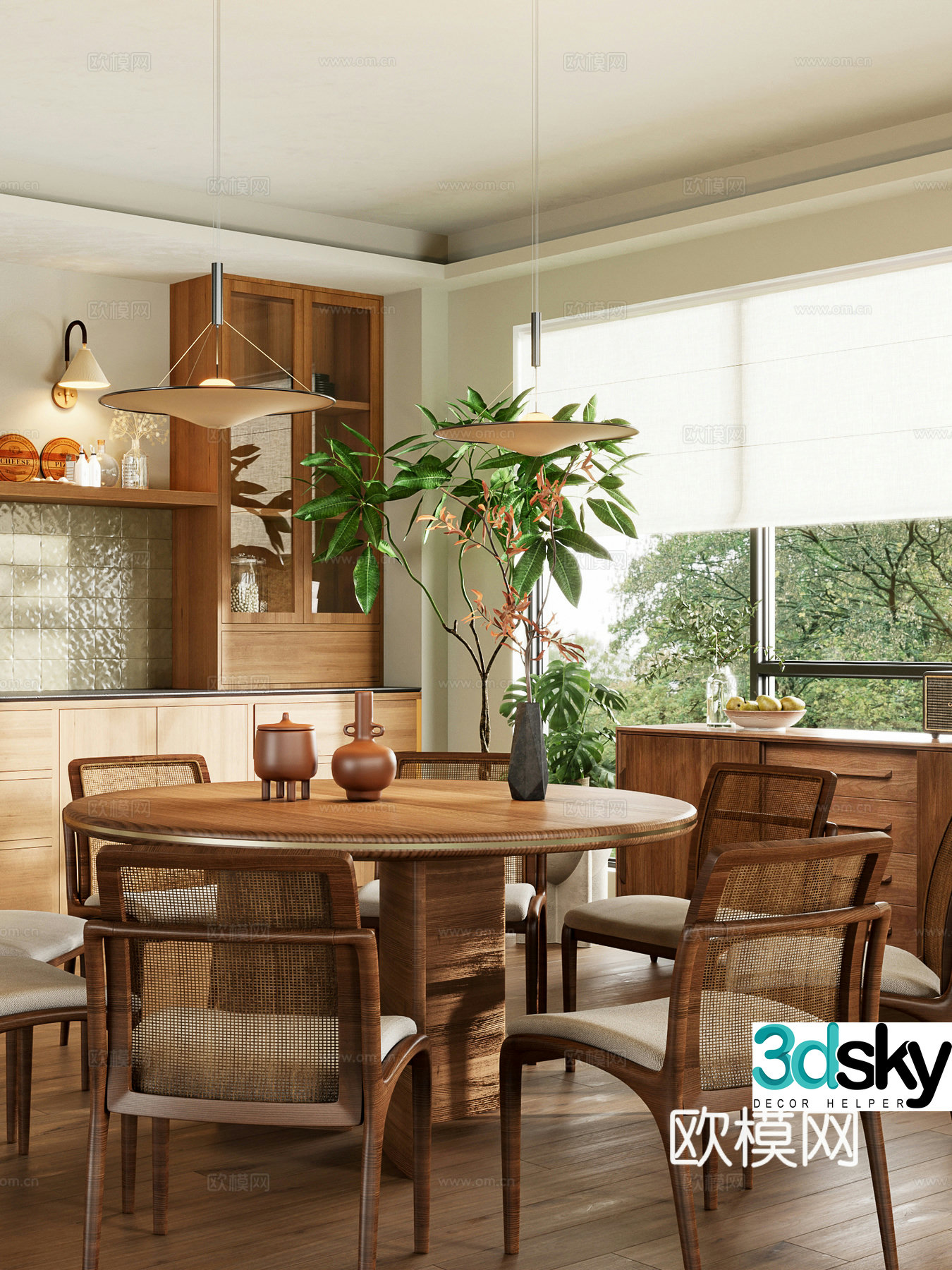 Modern log style restaurant 3d model