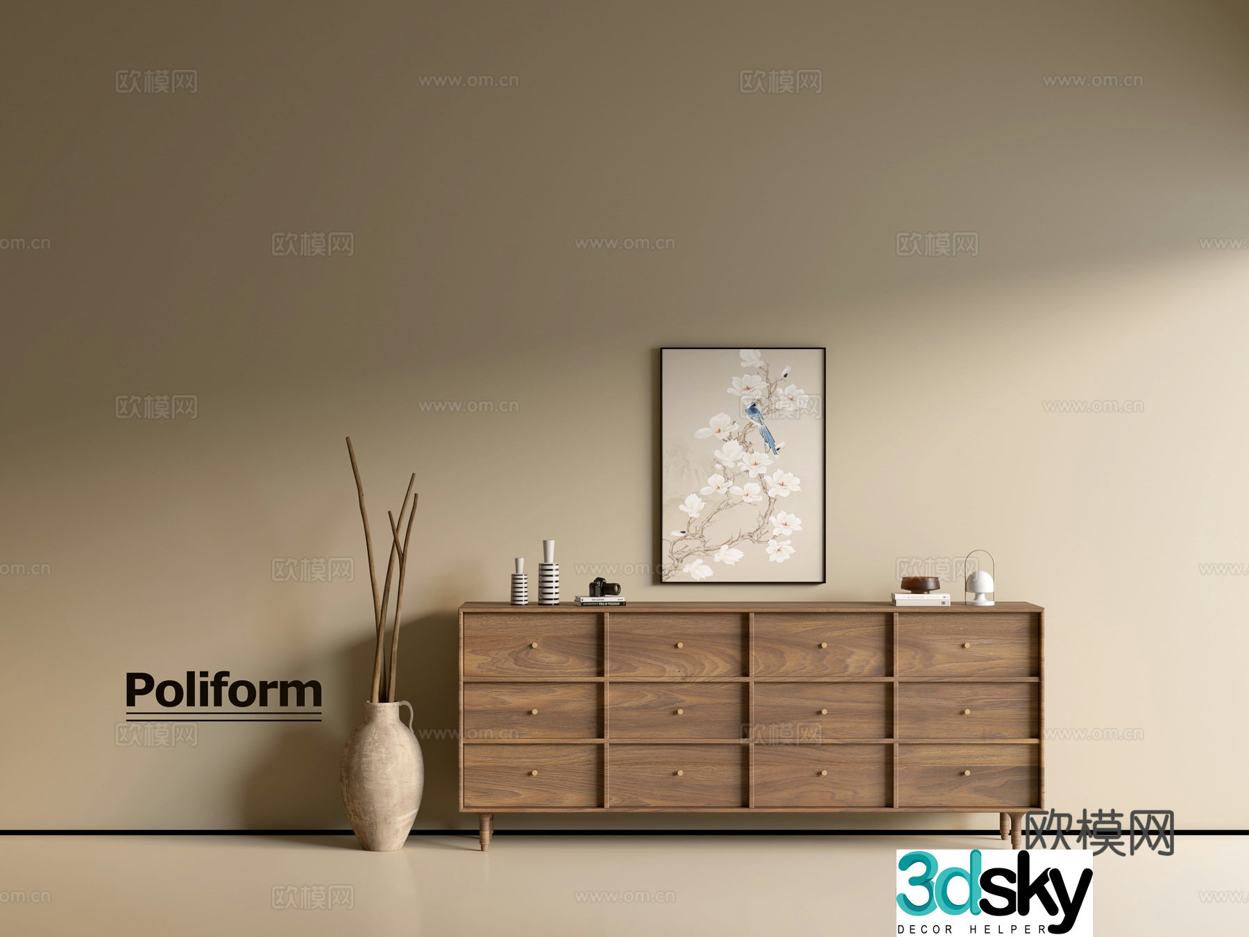 Modern wood grain cabinet ins wind minimalist wind cabinet whole cabinet sideboard balcony cabinet storage 3D model