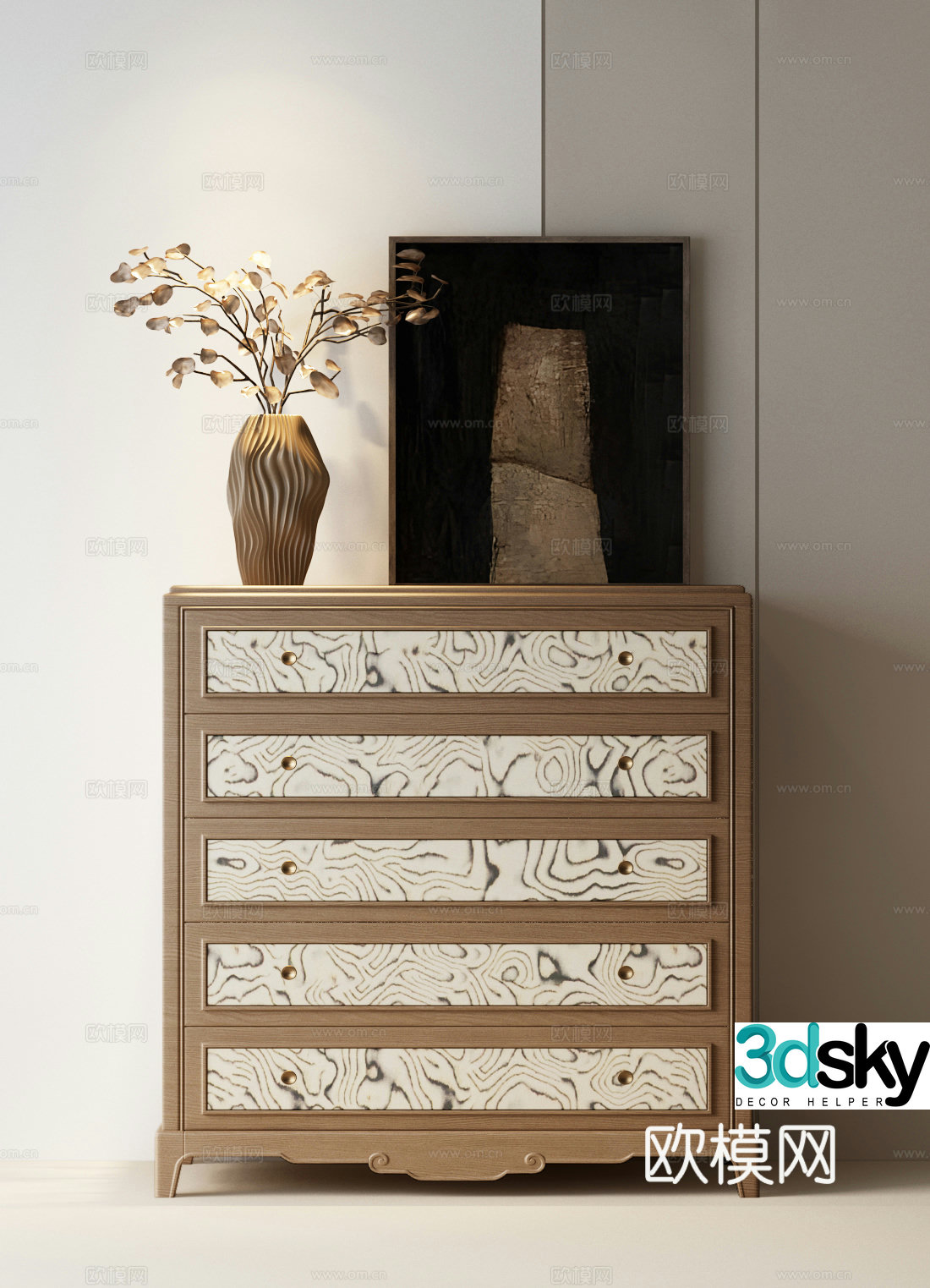 Modern medieval chest of drawers Modern medieval side cabinet Modern medieval ornaments Modern decorative painting Modern medieval 3D model