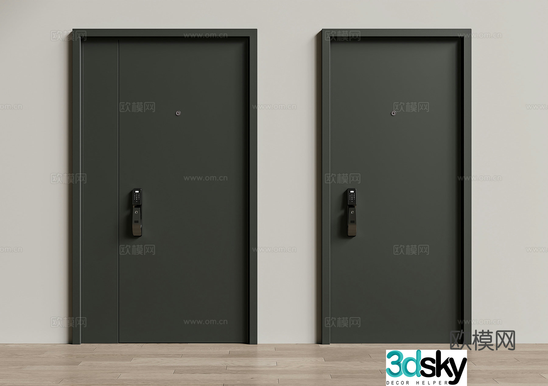 Modern security door security door lock single-open door mother and child door 3D model