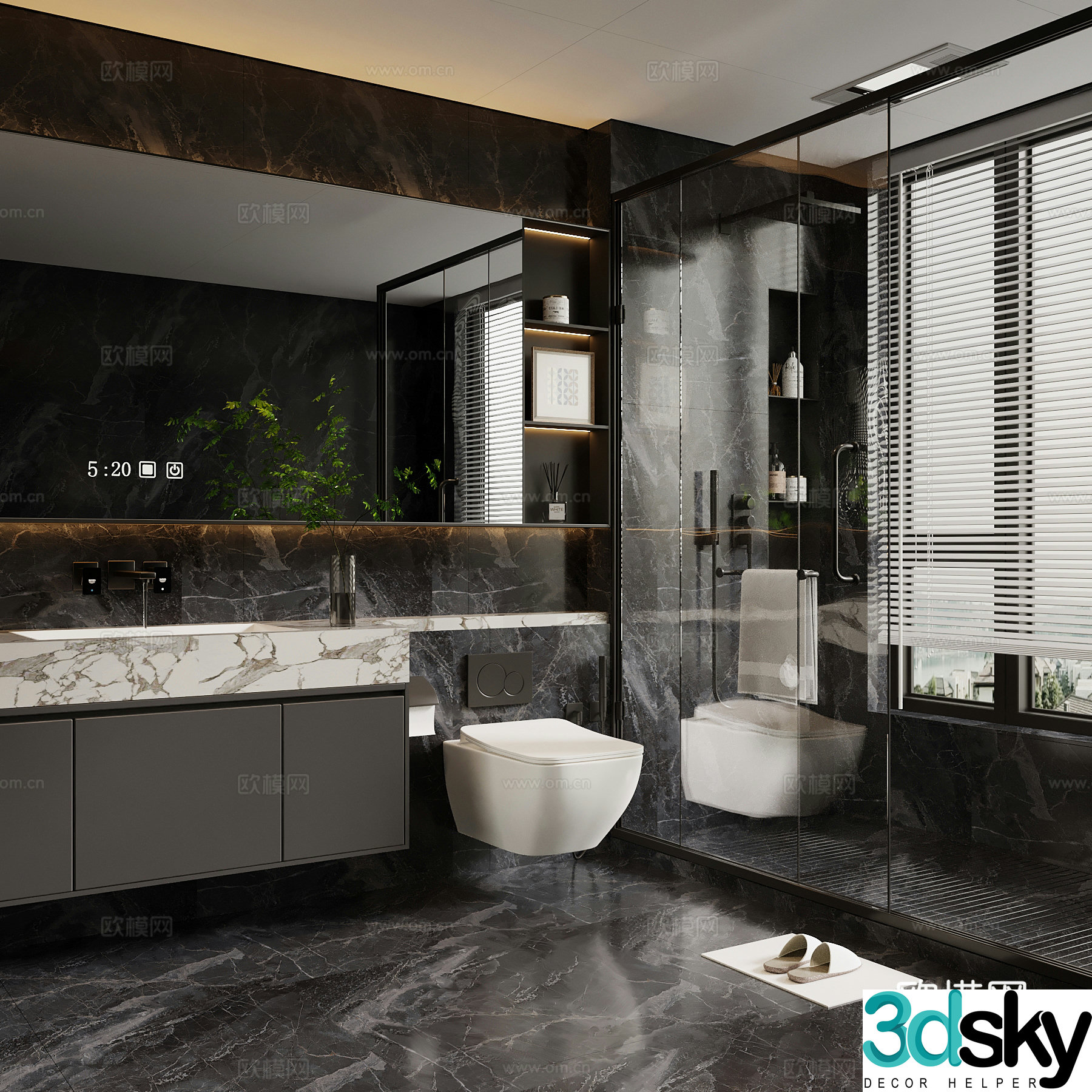 36 modern Italian bathroom toilet toilet bathroom cabinet 3d model