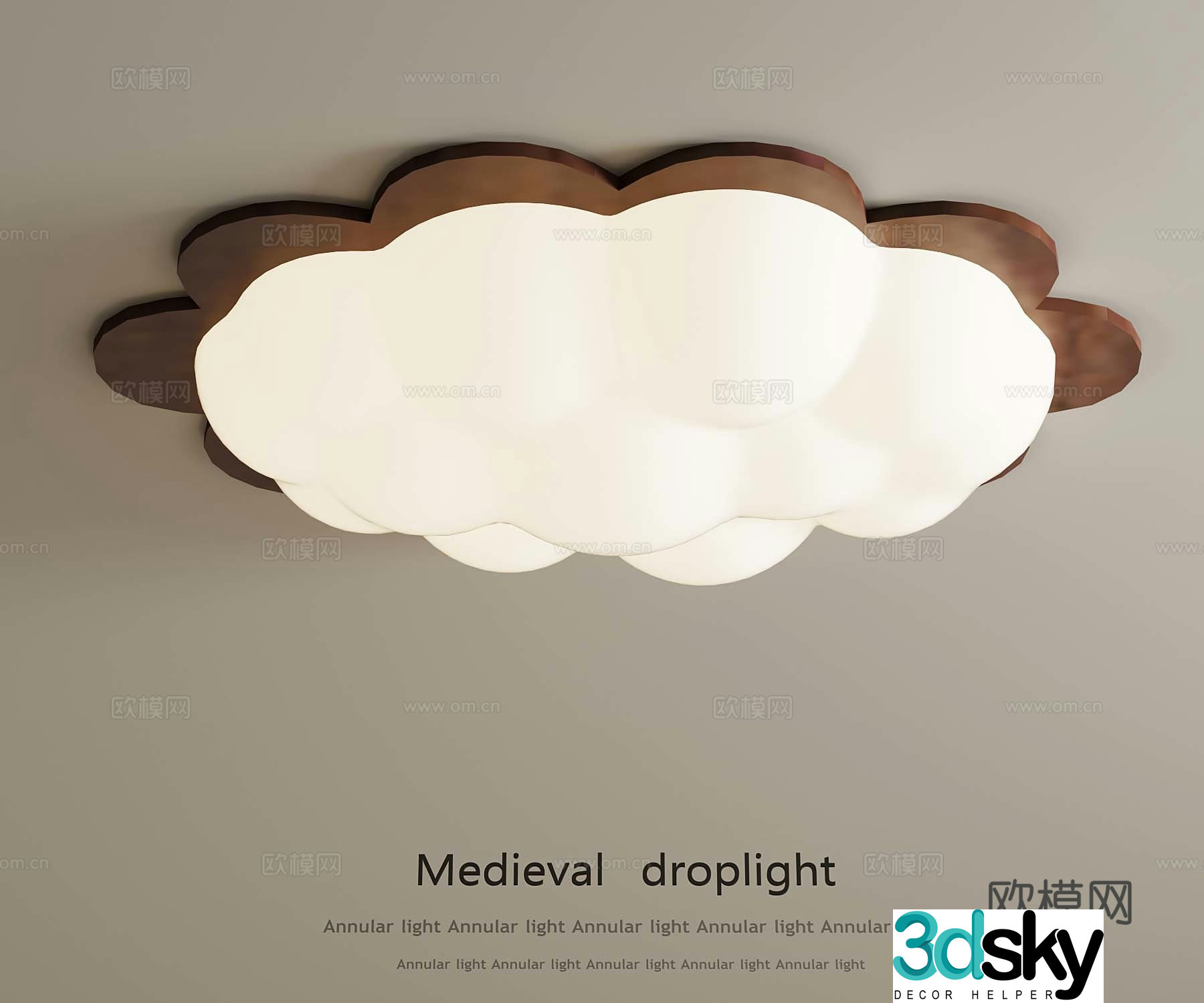 37 French Cream Ceiling Light 3D Model