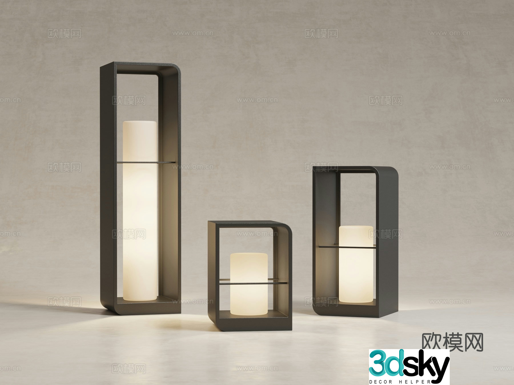 Modern lawn lamp grass lamp 3d model
