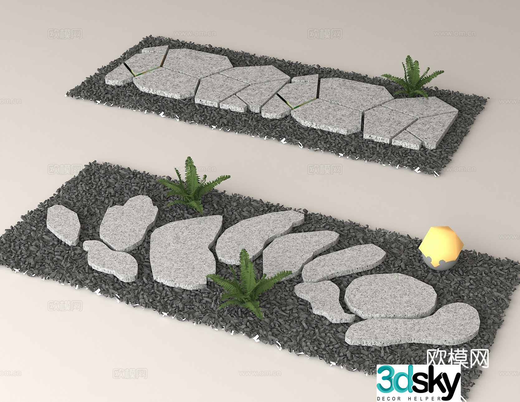 Garden Tingbushi Landscape Sketch Design Outdoor Gravel Paving Garden Trail Outdoor Leisure Trail 3D Model