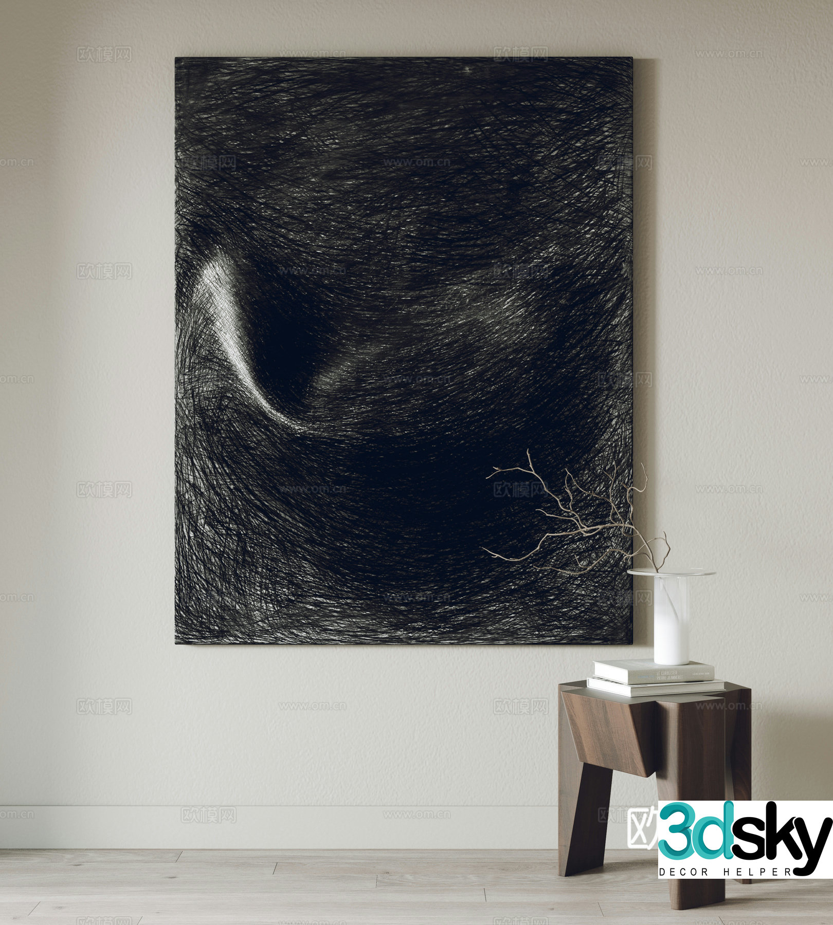 Modern hanging paintings decorative paintings side 3D model