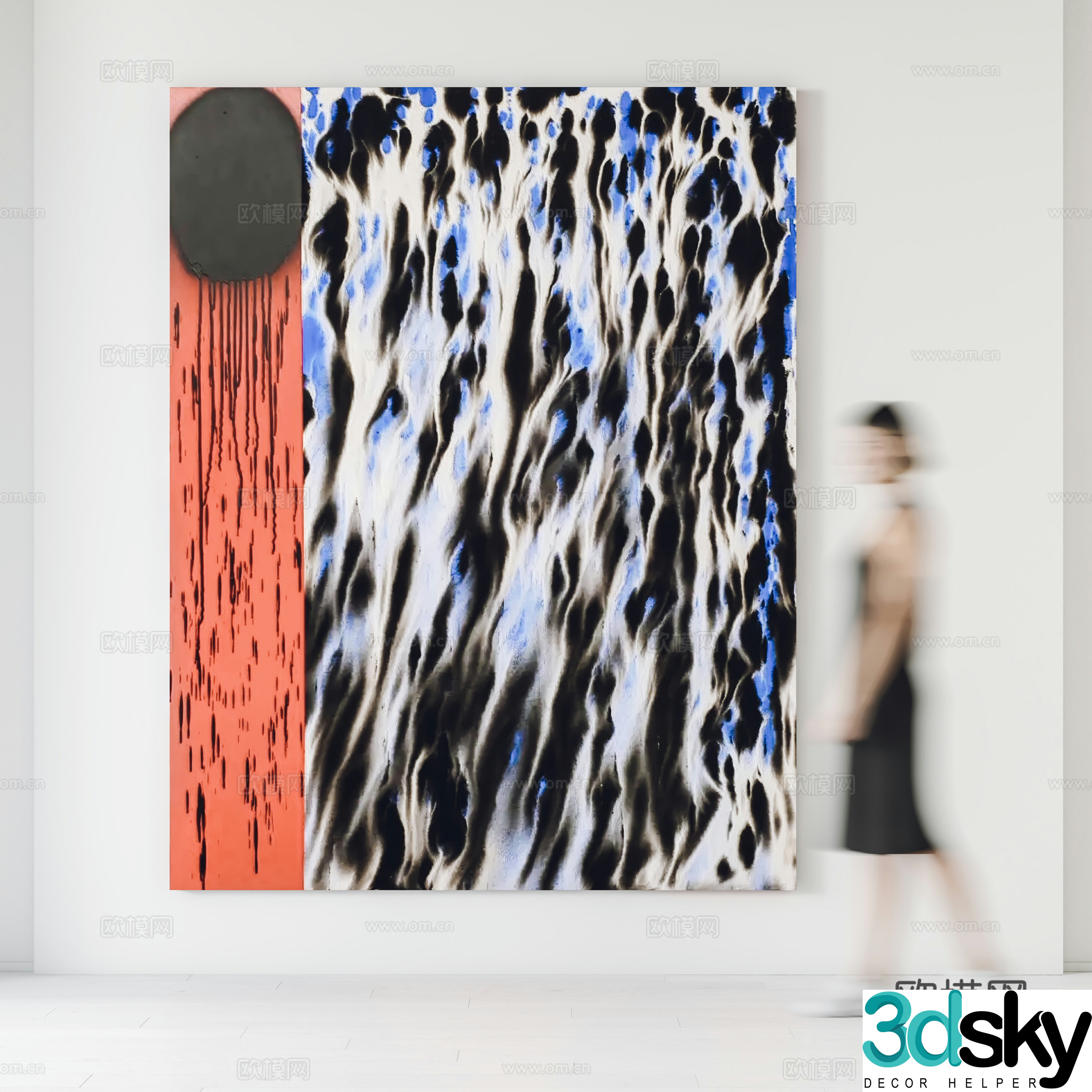 Modern hanging paintings decorative paintings characters 3d model