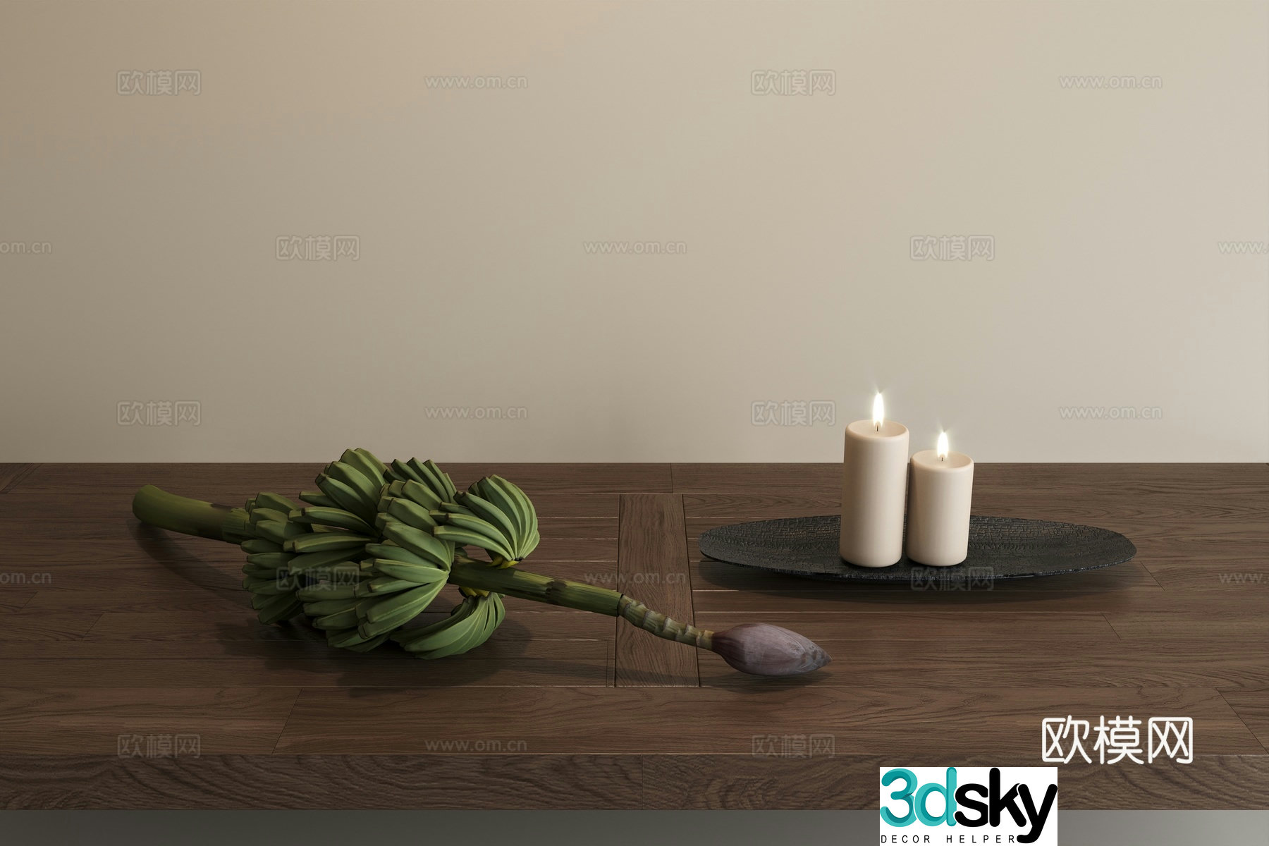 Candle Banana Ornament Banana Dining Table Ornament Ornament Ornament Wasabi Banana Flower Banana Countryside Pastoral Style 3D Model