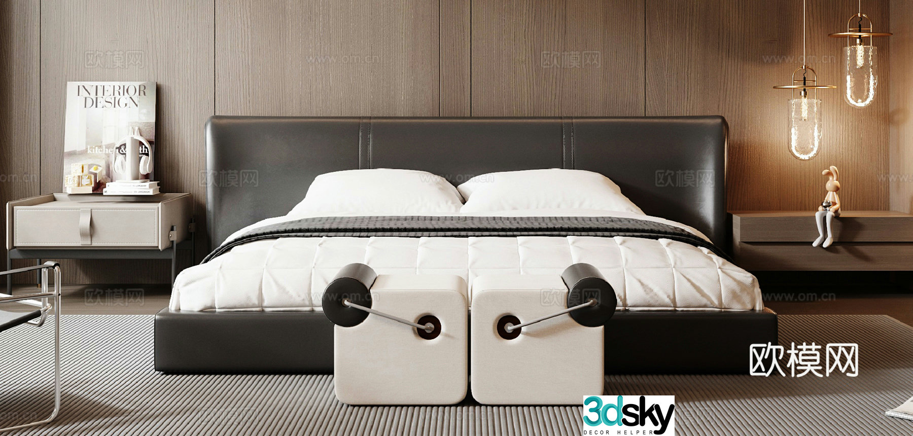 Modern double bed 3d model
