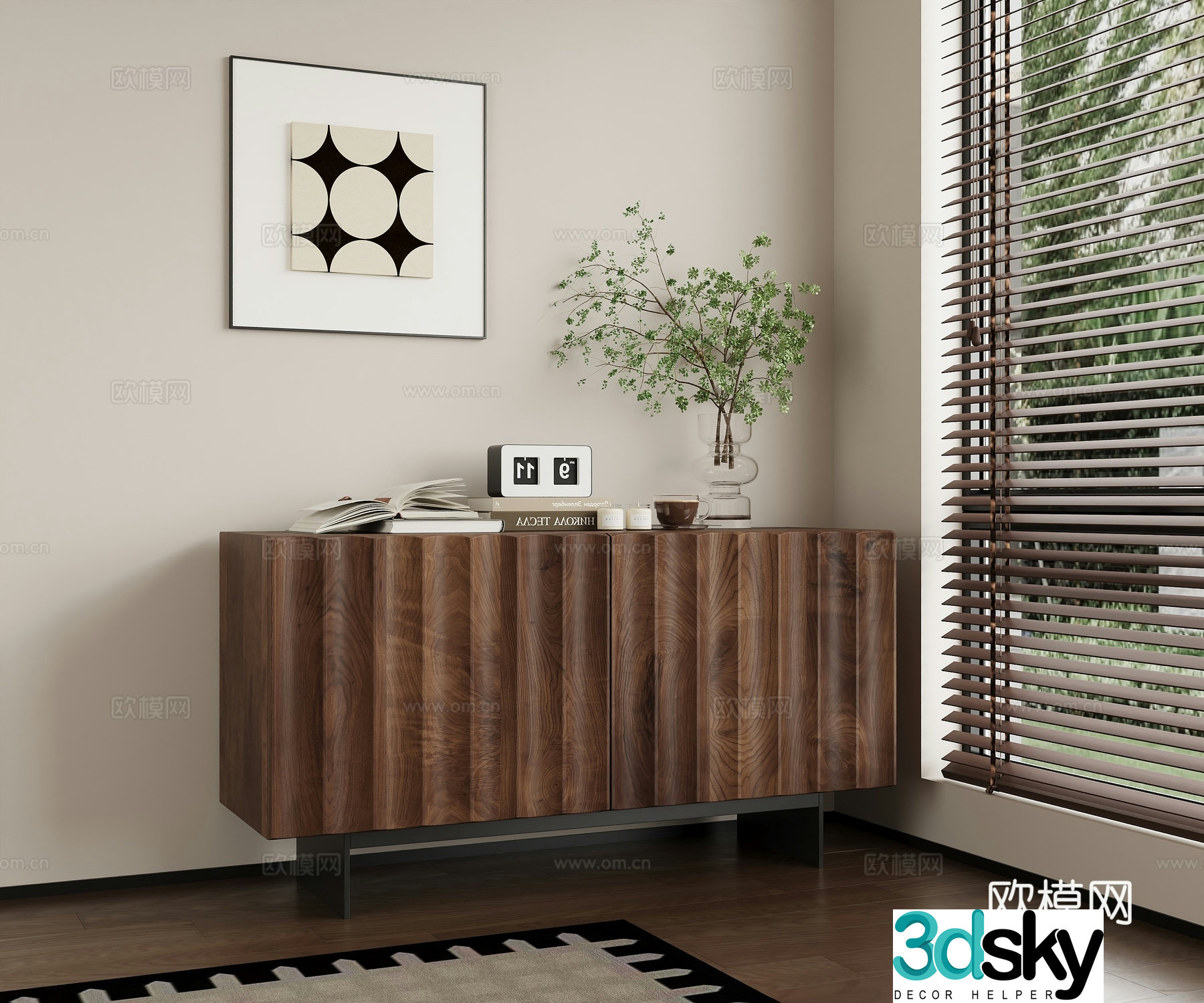 Middle-aged porch cabinet side cabinet end view cabinet low cabinet 3D model