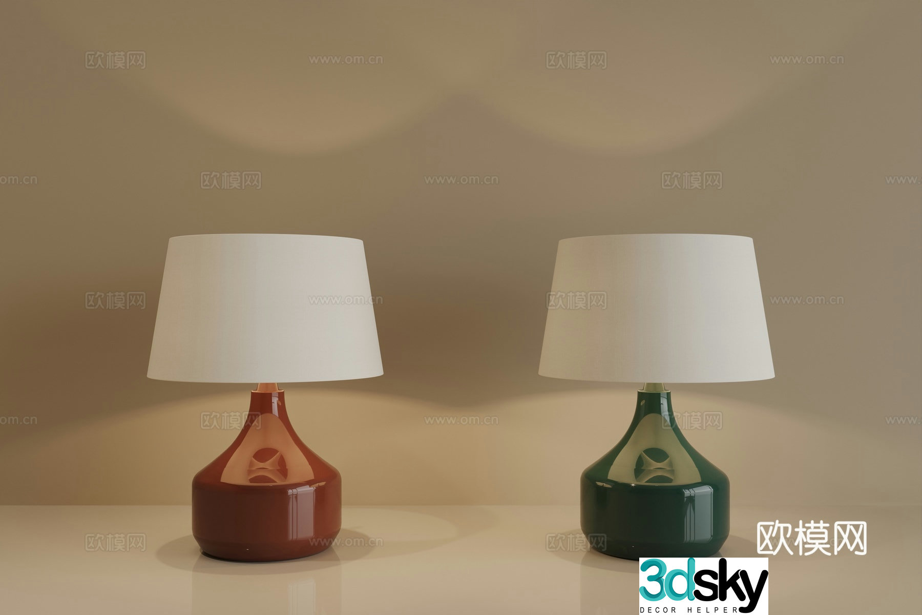Table lamp lamp floor lamp orange red desk lamp green desk lamp glass desk lamp 3d model