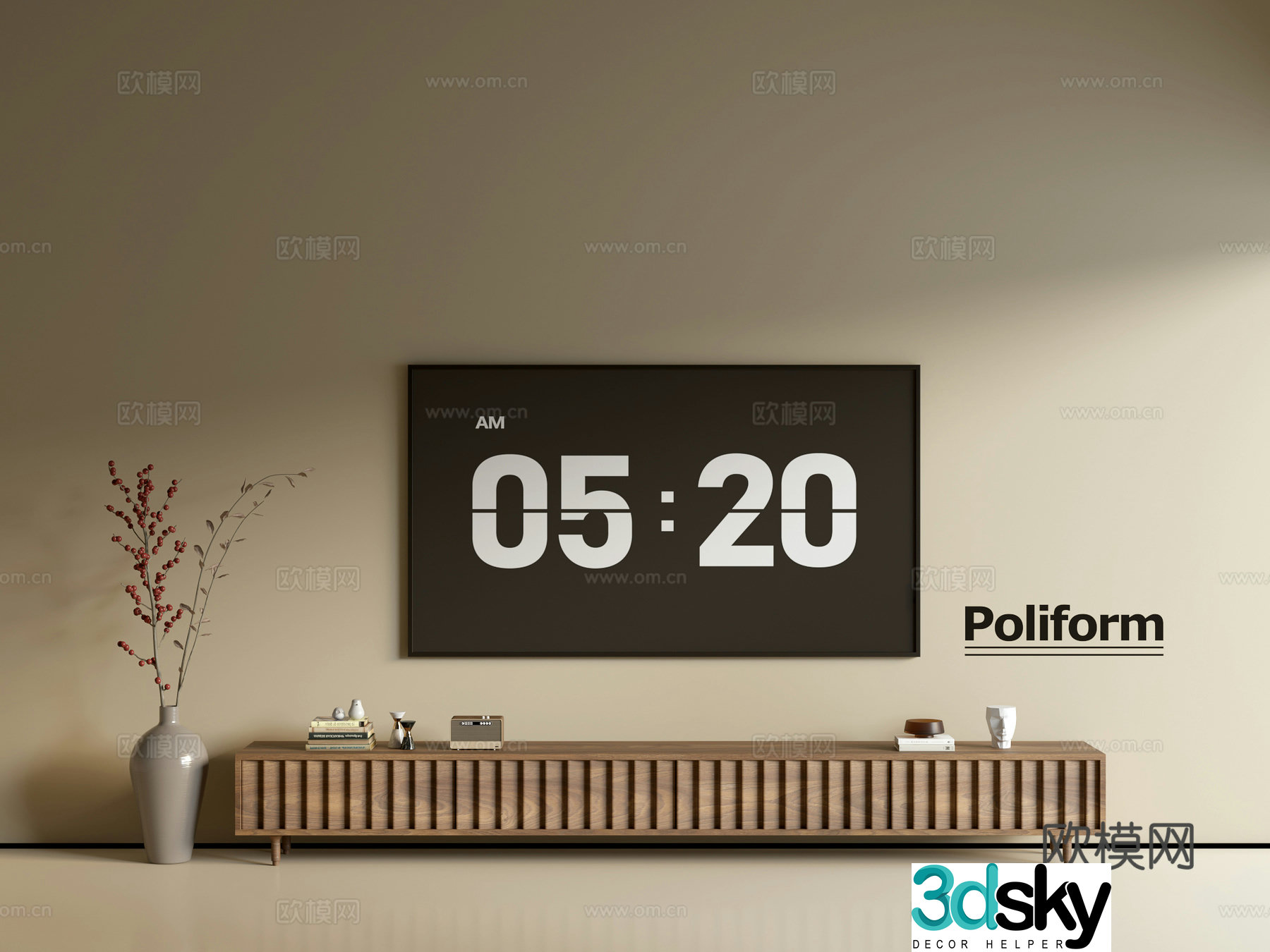 Modern wood grain TV cabinet simple side cabinet chest of drawers low cabinet whole cabinet side cabinet balcony 3D model
