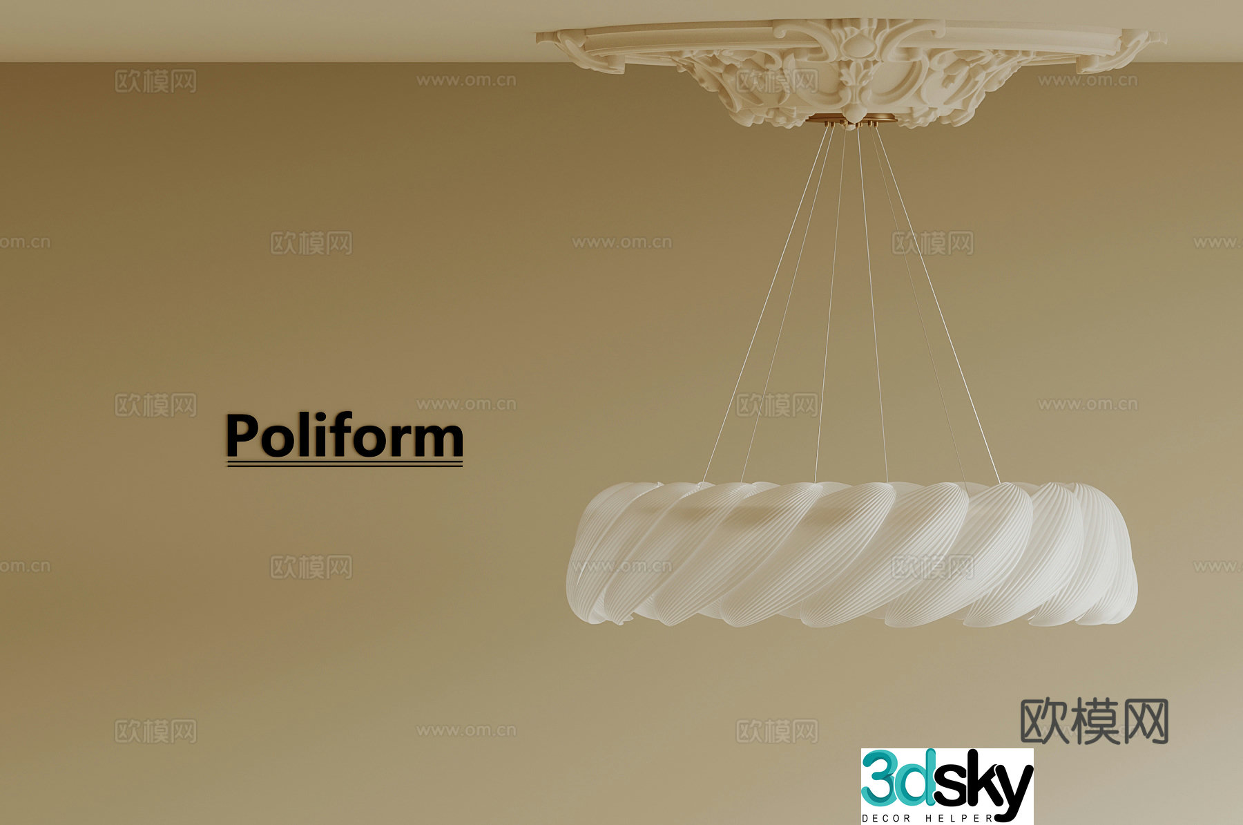 14 cream style chandelier art chandelier 3d model