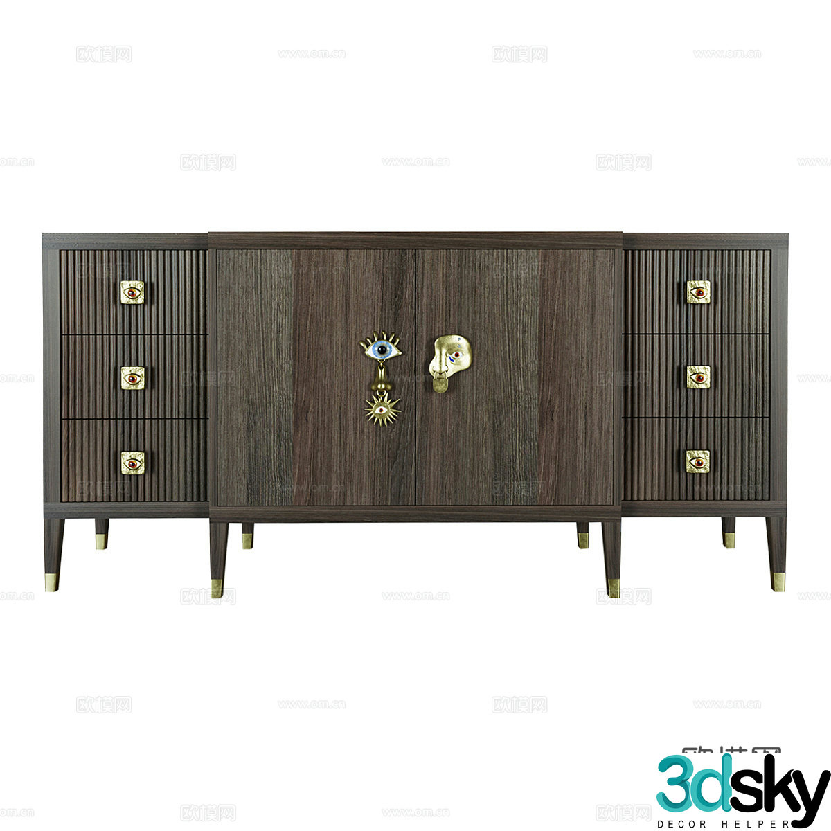 New Chinese style light luxury solid wood sideboard 3D model