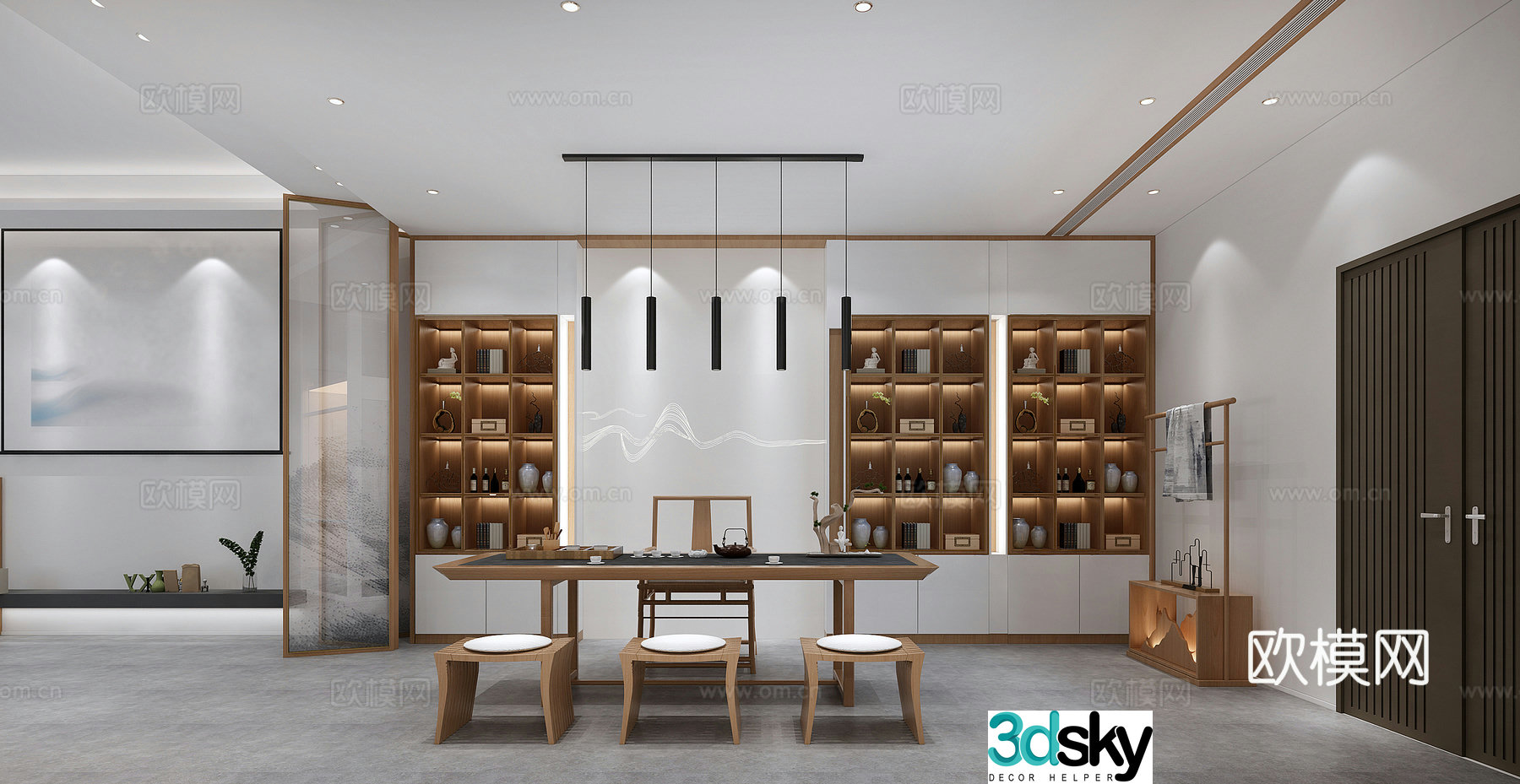 New Chinese-style basement tea brewing area tea brewing table decoration 3D model