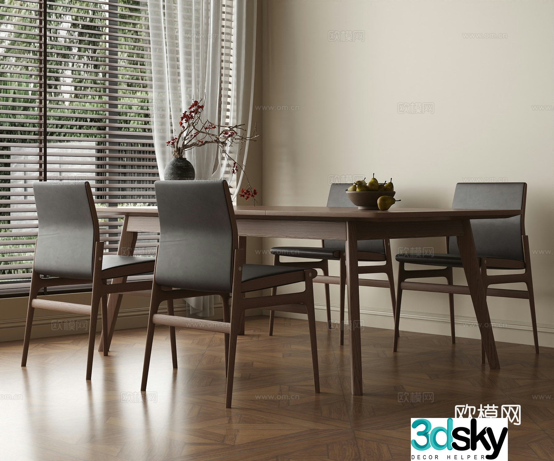 Middle-aged home restaurant ownerless light restaurant open restaurant 3d model