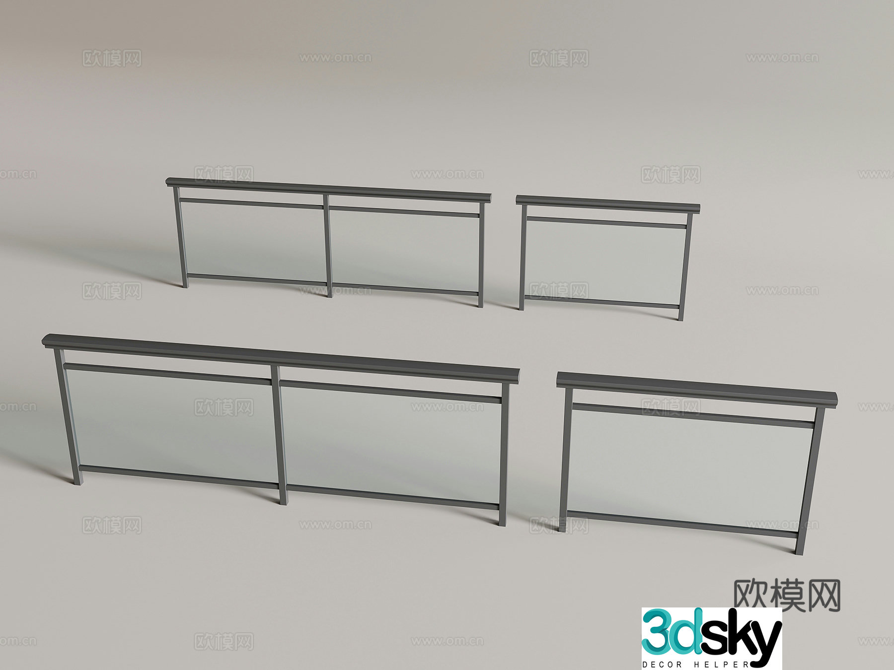 16 Railings Modern Glass Railings Glass Guardrail 3D Model