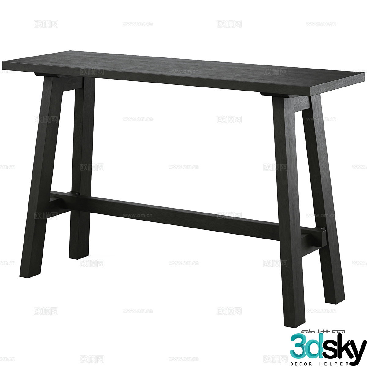 New Chinese style Wasabi solid wood end viewing platform 3D model