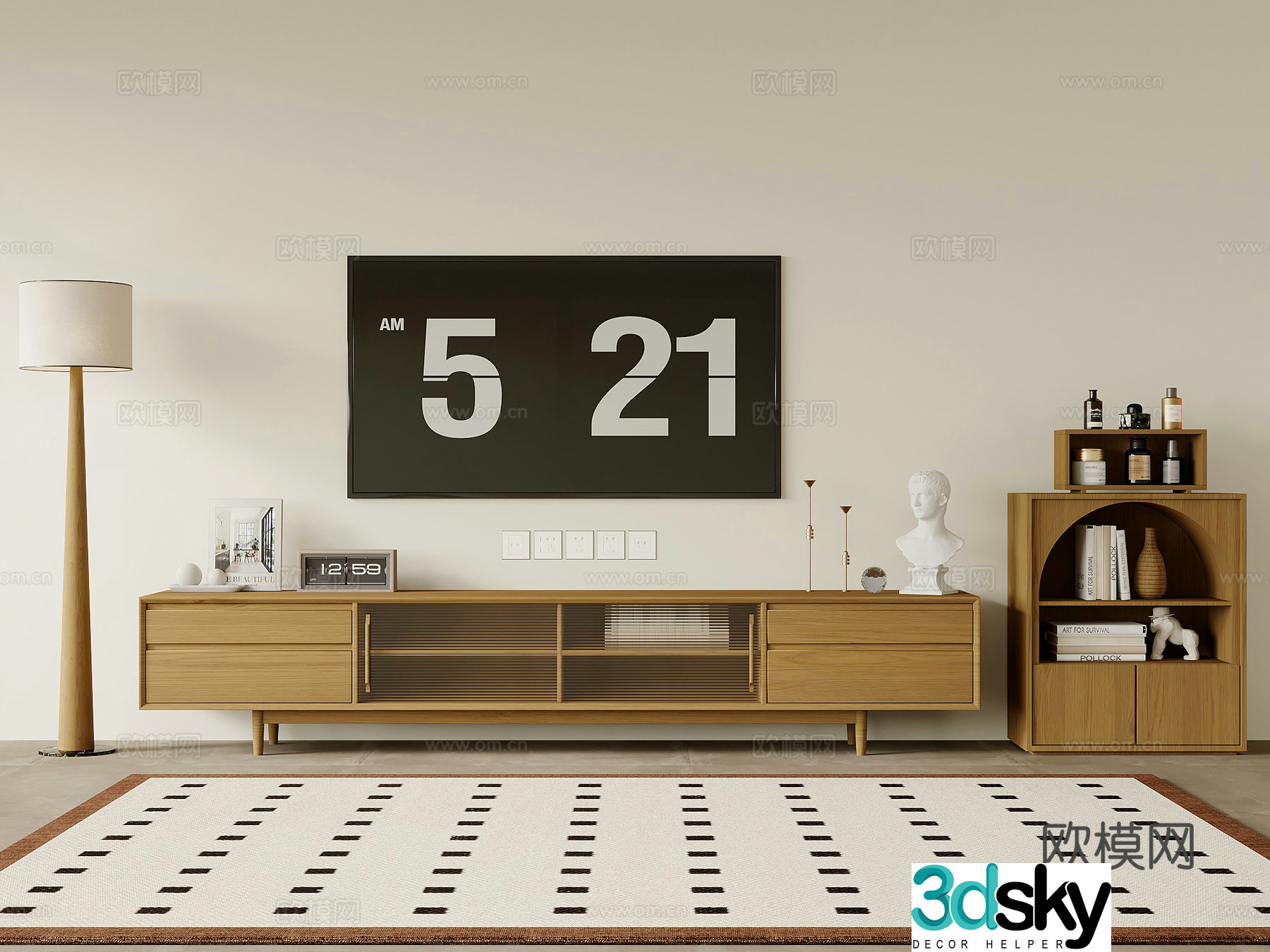 12 TV cabinet Wasabi wind TV cabinet side cabinet TV set floor lamp 3d model