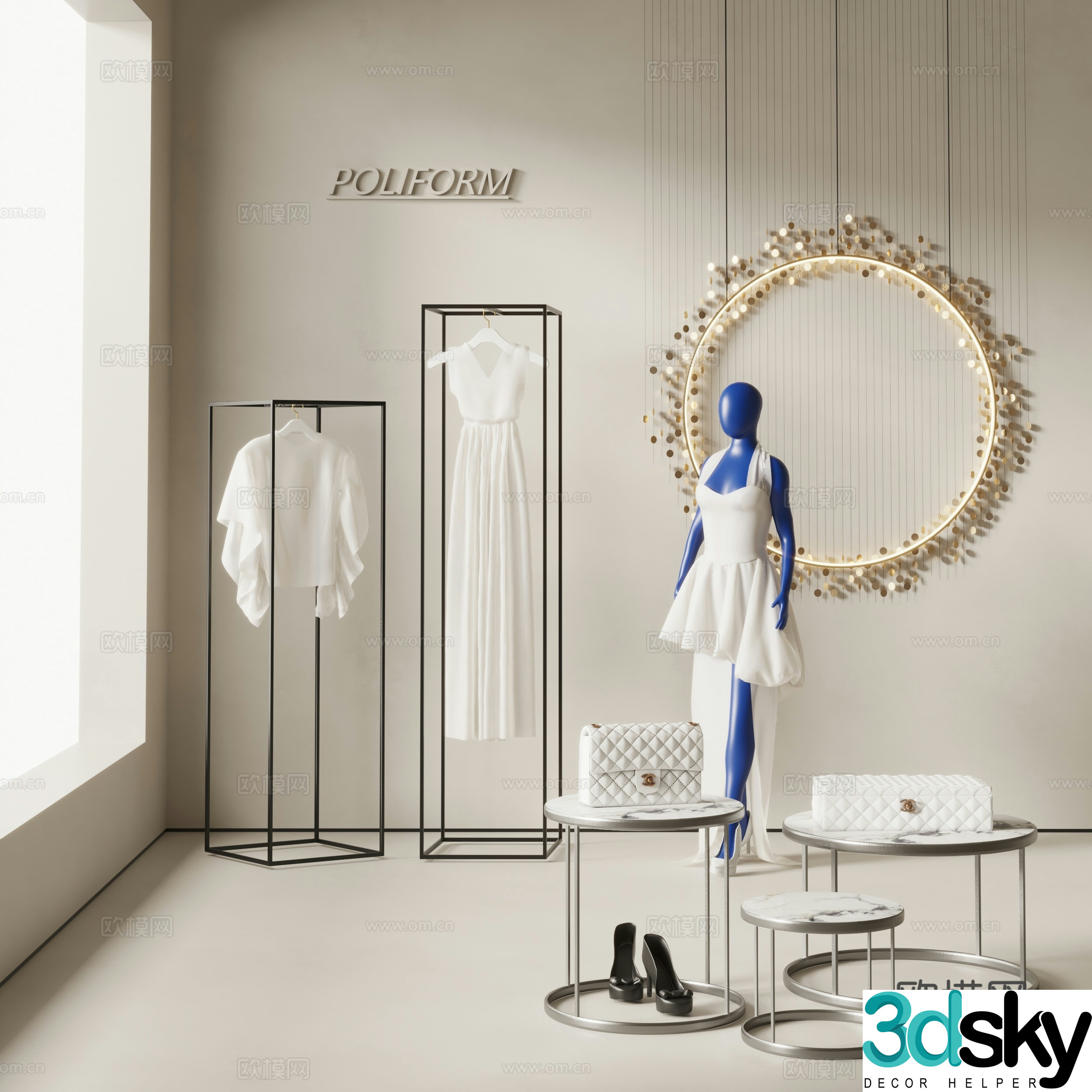 Poliform modern clothes model coffee table wall decoration clothes hanger shoes 3d model