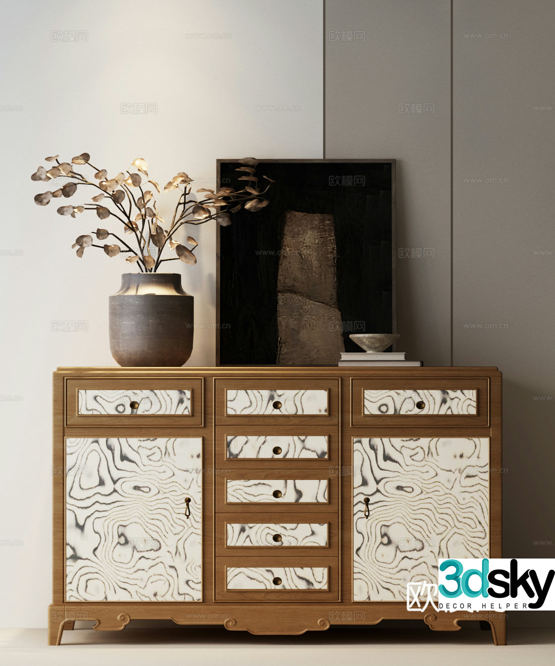 Modern medieval chest of drawers Modern medieval side cabinet Modern medieval ornaments Modern decorative painting Modern medieval 3D model