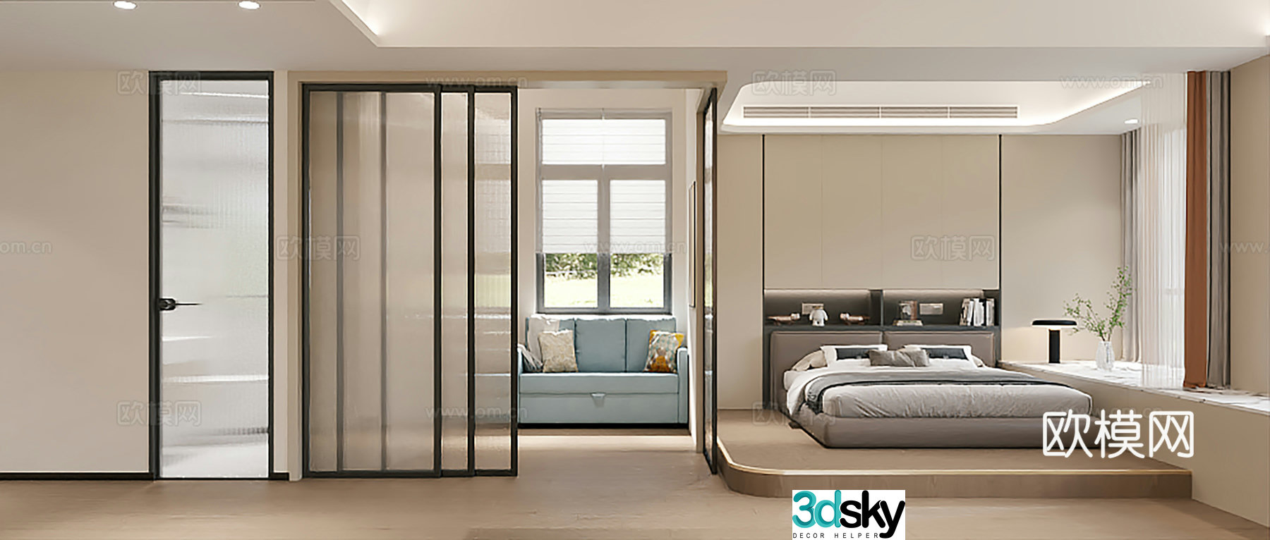 Bedroom Apartment Bedroom Cloakroom Casual Sofa 3D Model