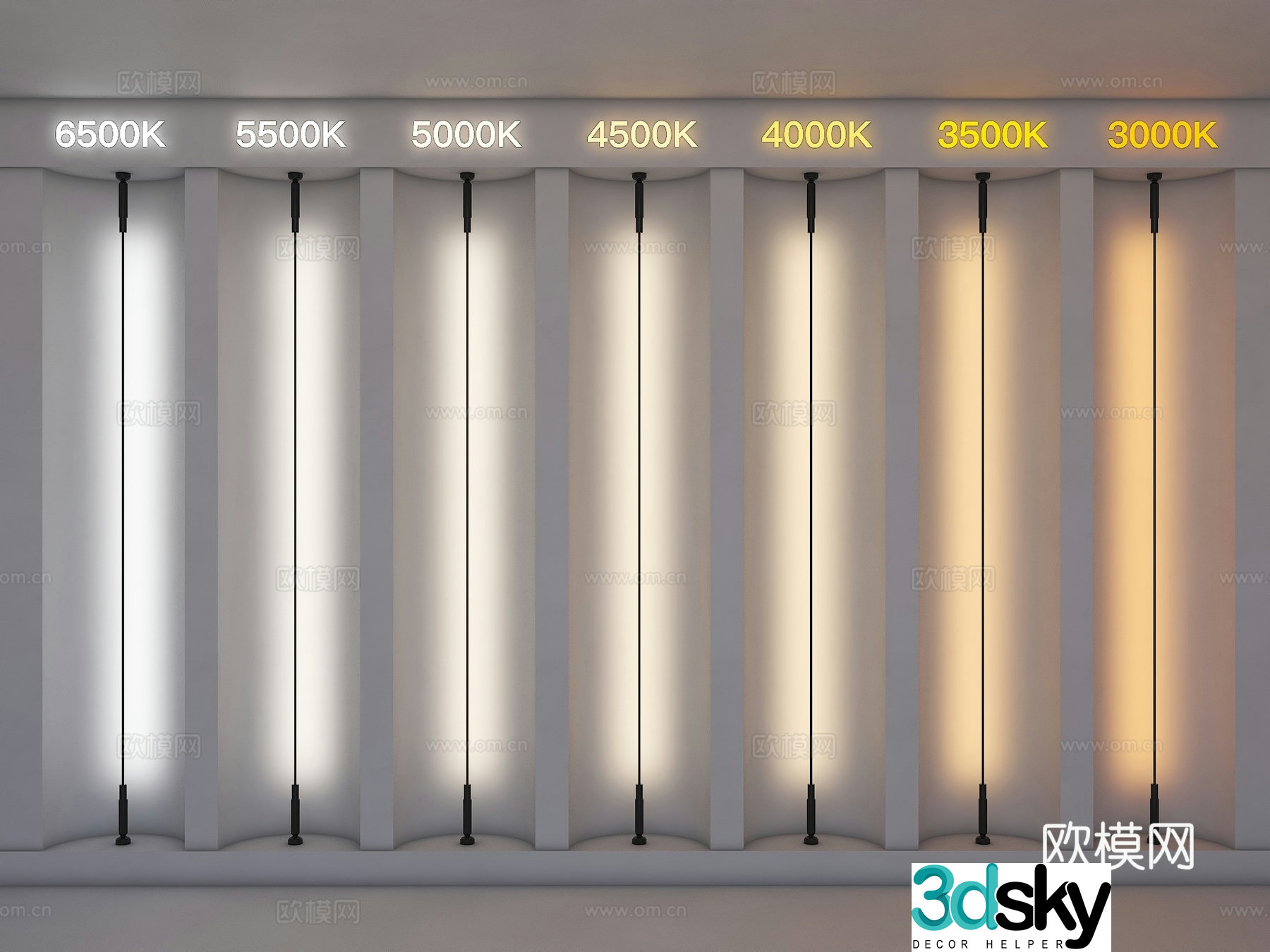 Modern wall washing lights light strips skyline lights line lights wire lights steel belt lights 3D model