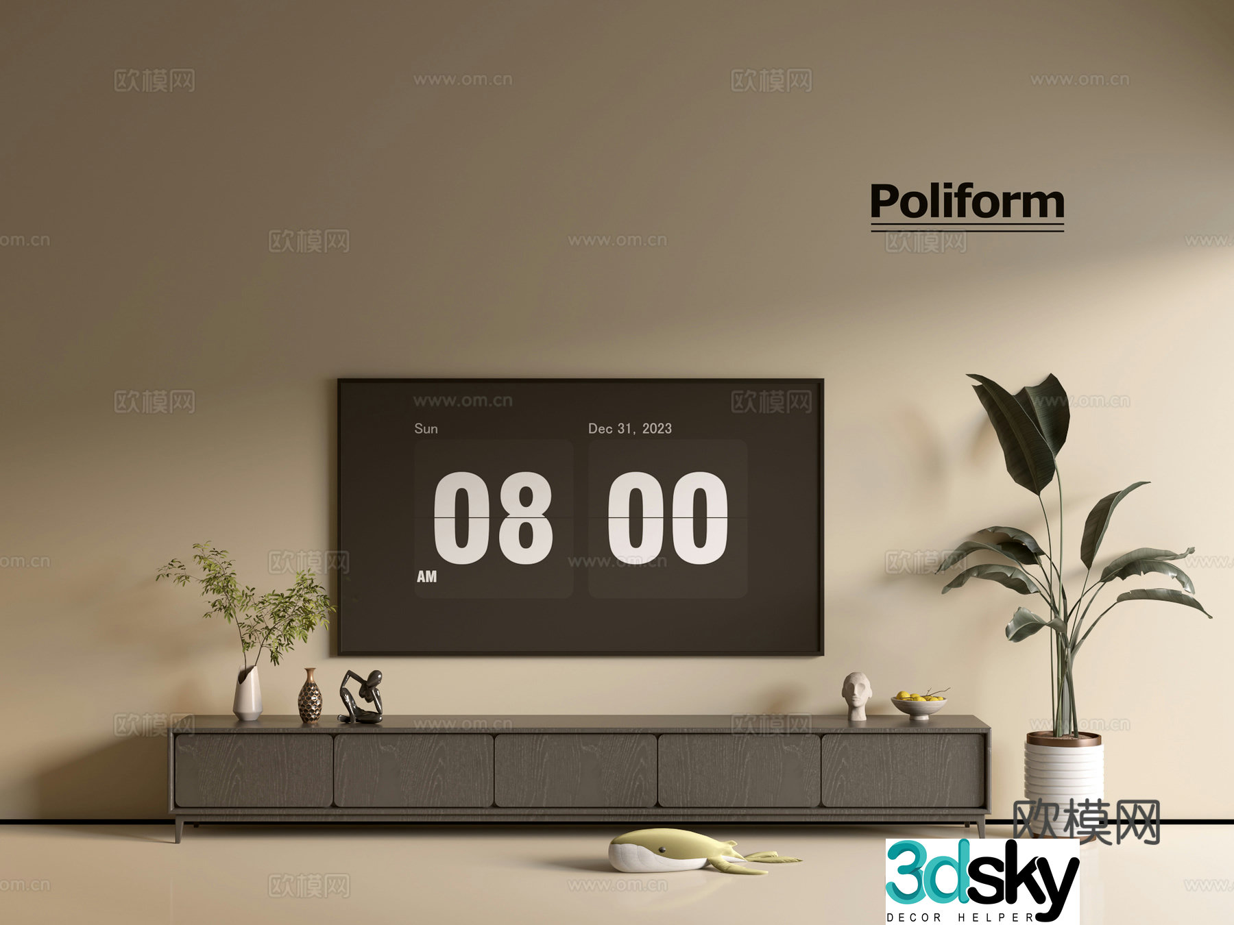 Modern black TV cabinet ins style minimalist wind cabinet whole cabinet sideboard balcony cabinet 3d model
