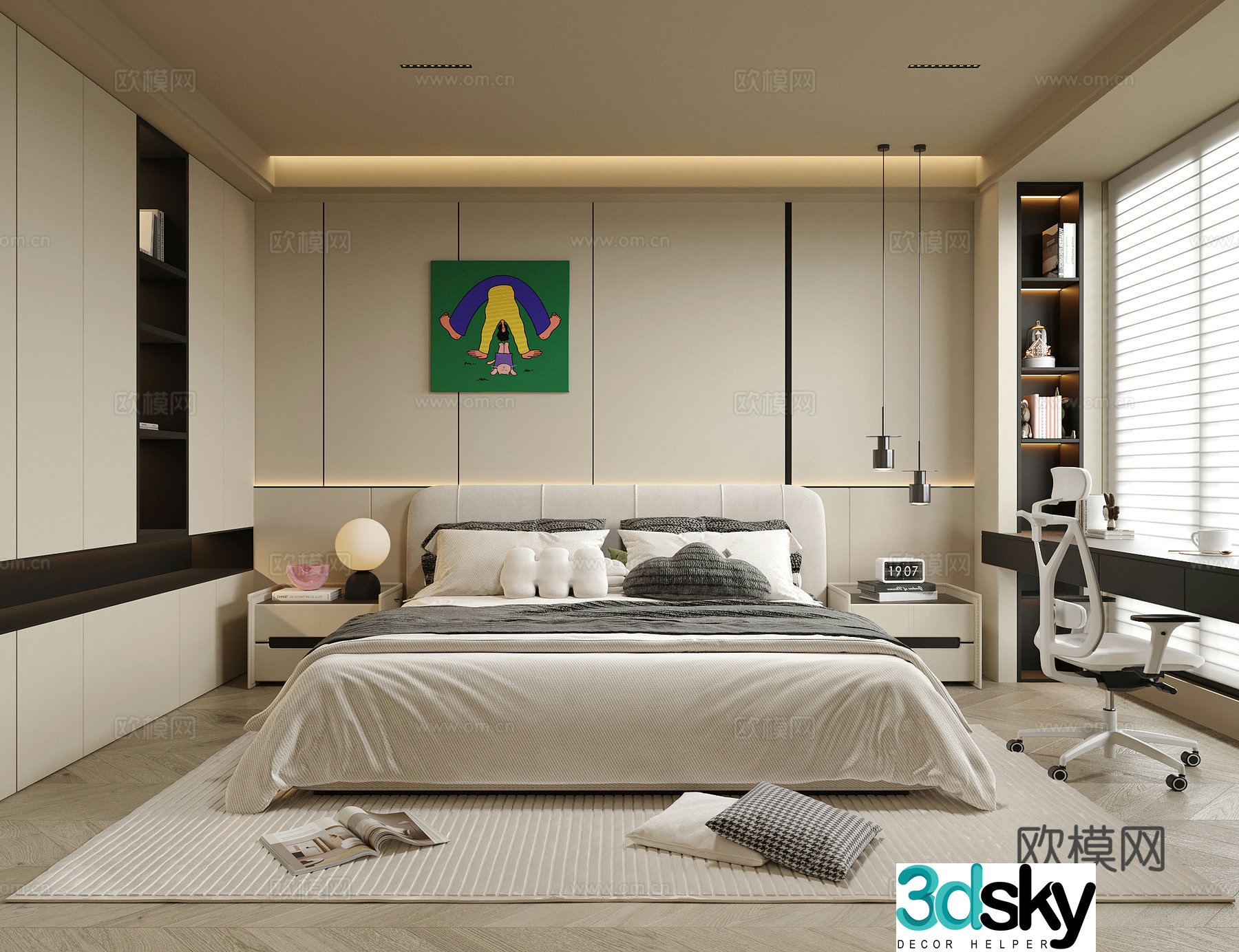 Modern universal children’s room girls room boy room children’s bed 3d model