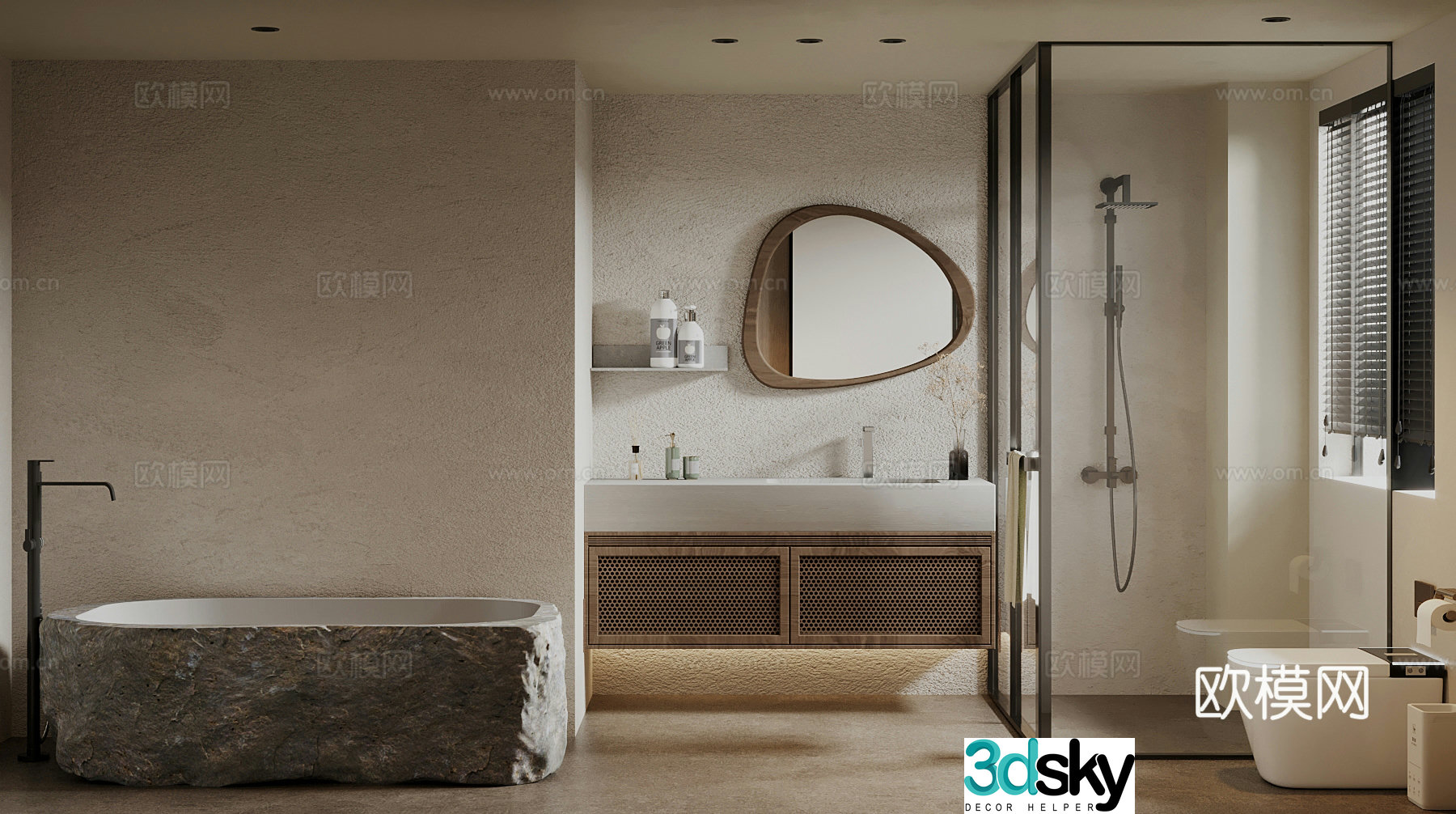 19 Wasabi Bathroom Bathroom Cabinet Bathtub 3D Model