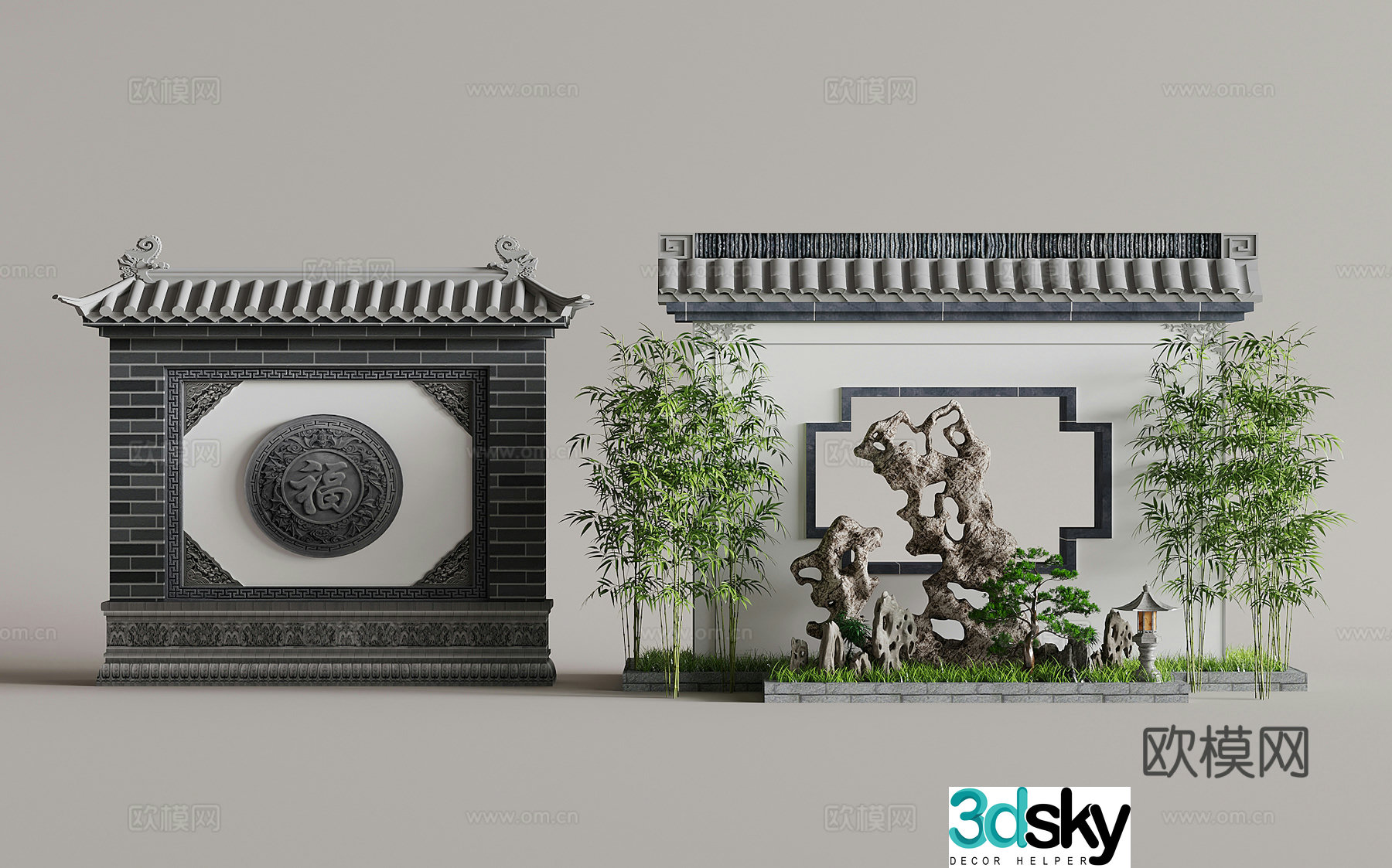 09 Screen wall Chinese landscape wall Screen wall Screen wall Landscape wall 3D model
