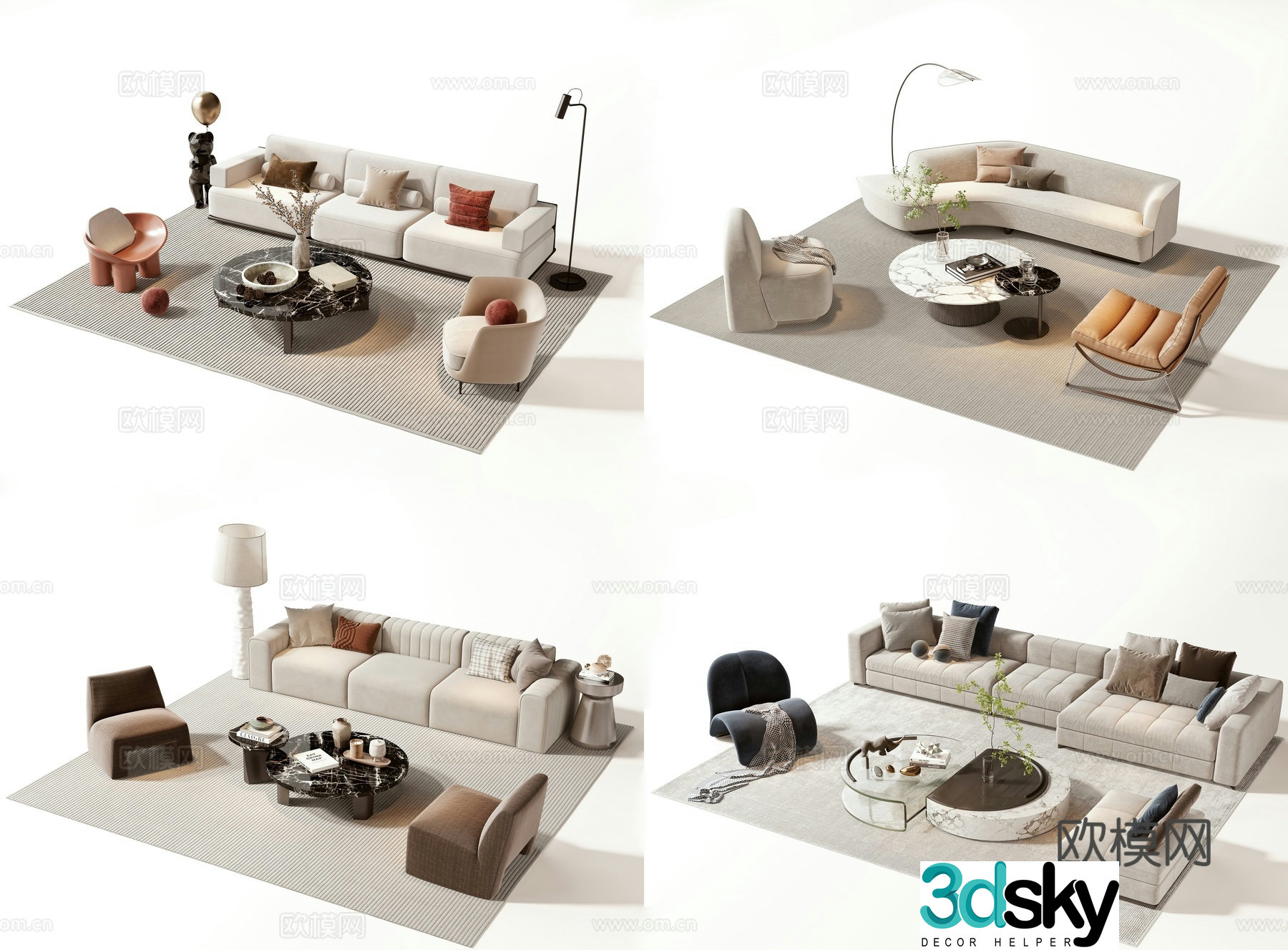 Modern sofa coffee table set 3d model