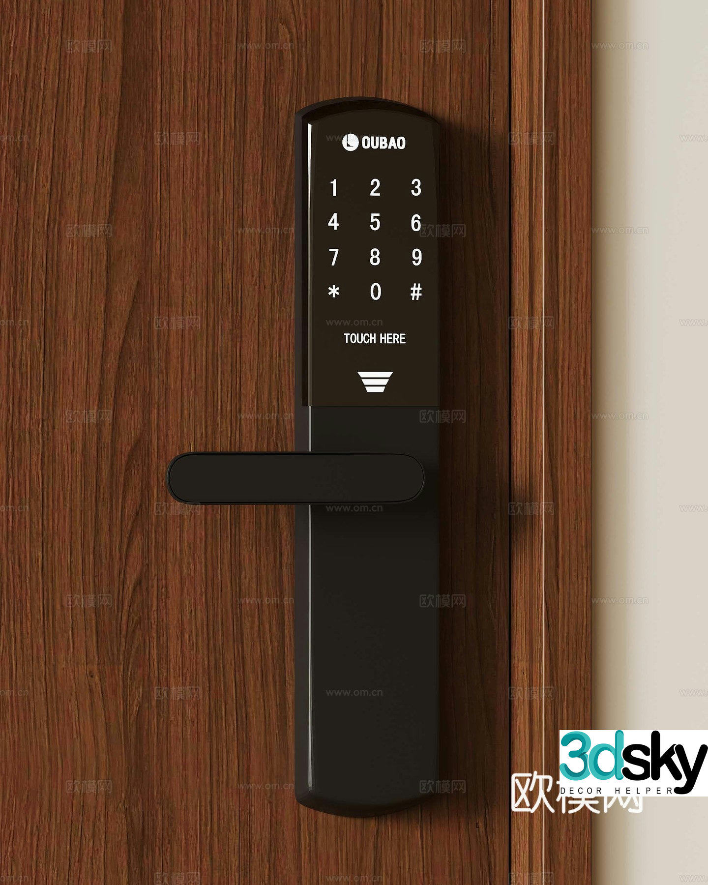 14 modern smart lock fingerprint lock password lock door lock door handle 3d model