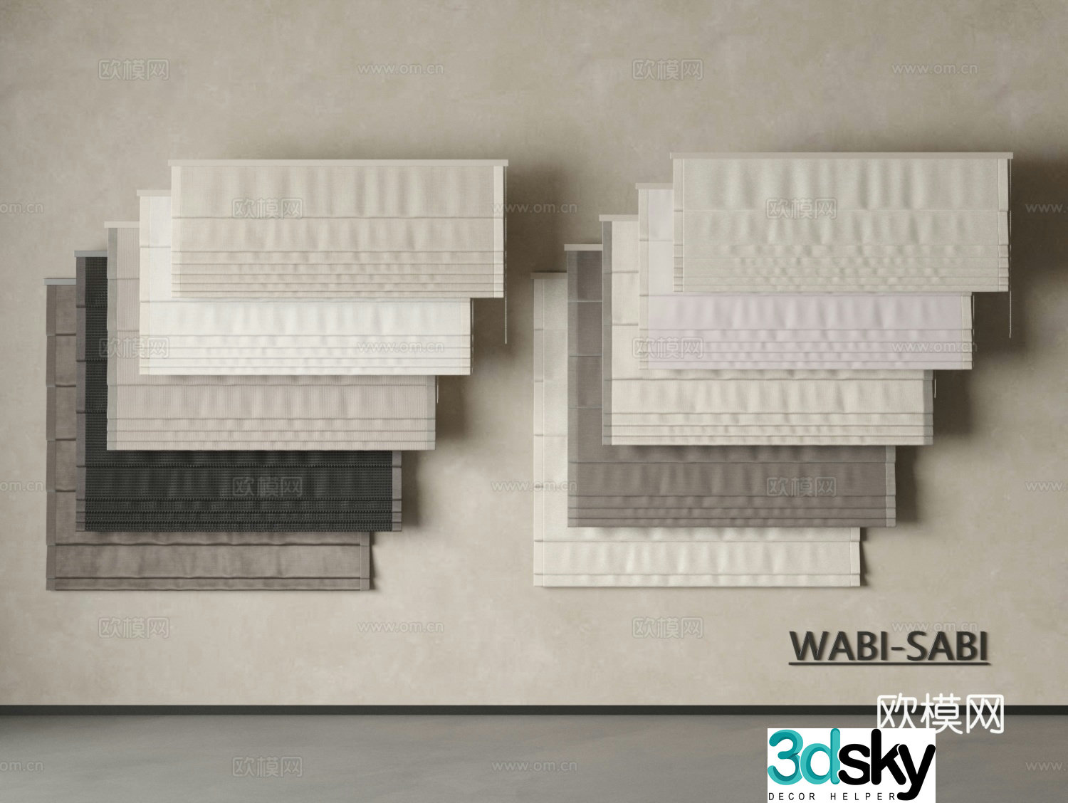 Blackout blinds Roller curtains Curtains Roman curtains 3D model