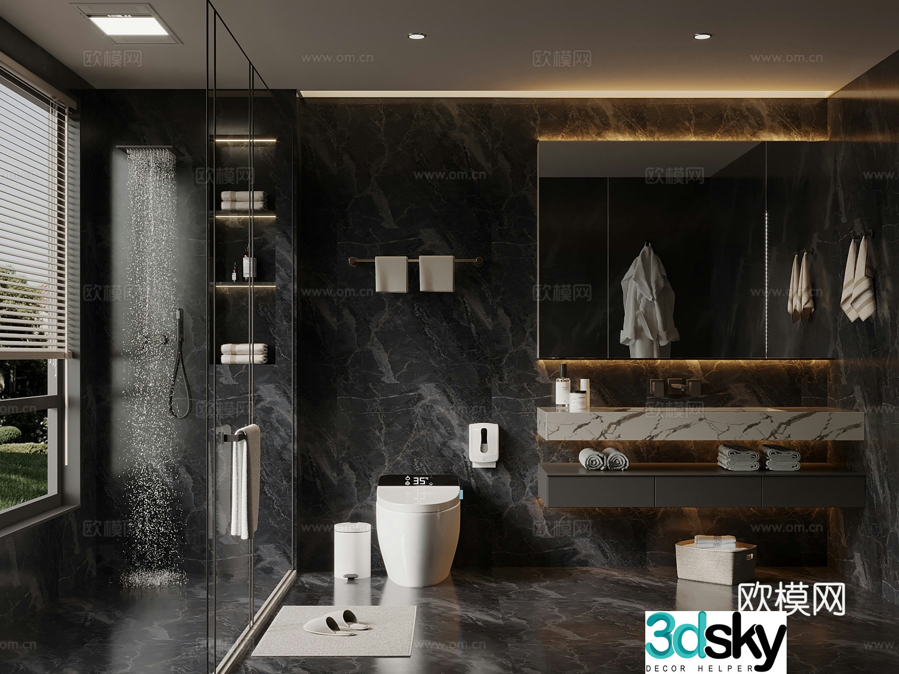 37 modern Italian bathroom toilet toilet bathroom cabinet 3d model