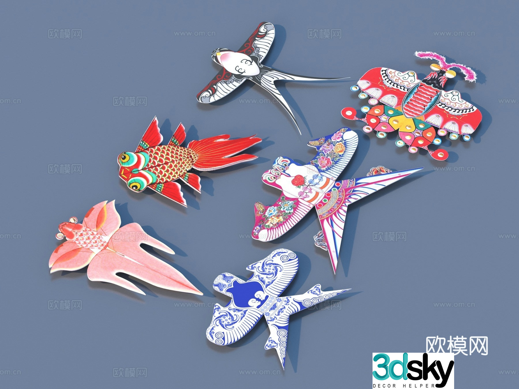 Kite toys ornaments decorative 3d model