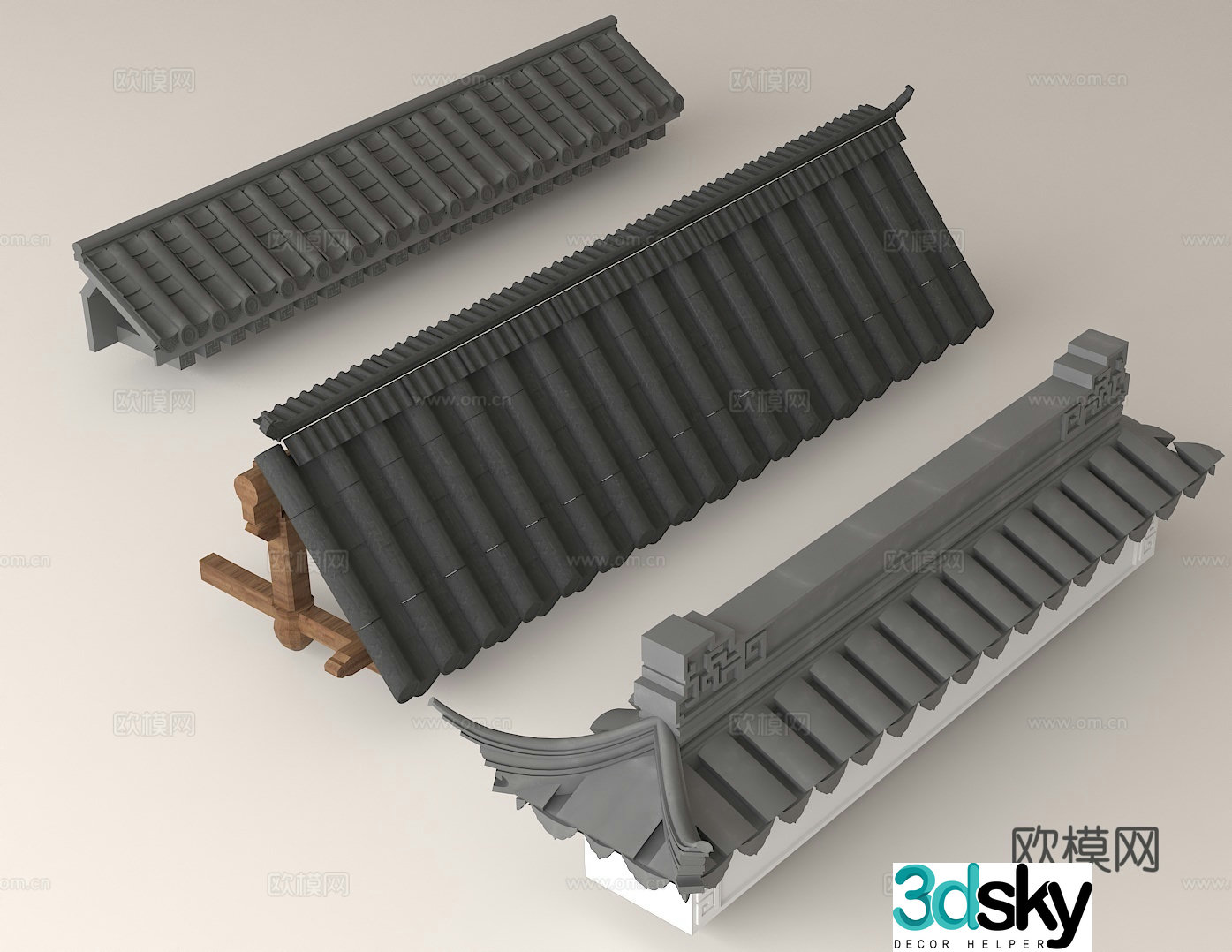 Chinese roof Ancient building components Chinese architectural design Eaves and corners Ancient building roof tiles 3D model