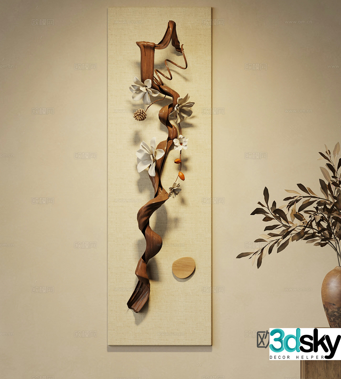 04 wall decoration new Chinese style wall decoration end view cabinet 3D model