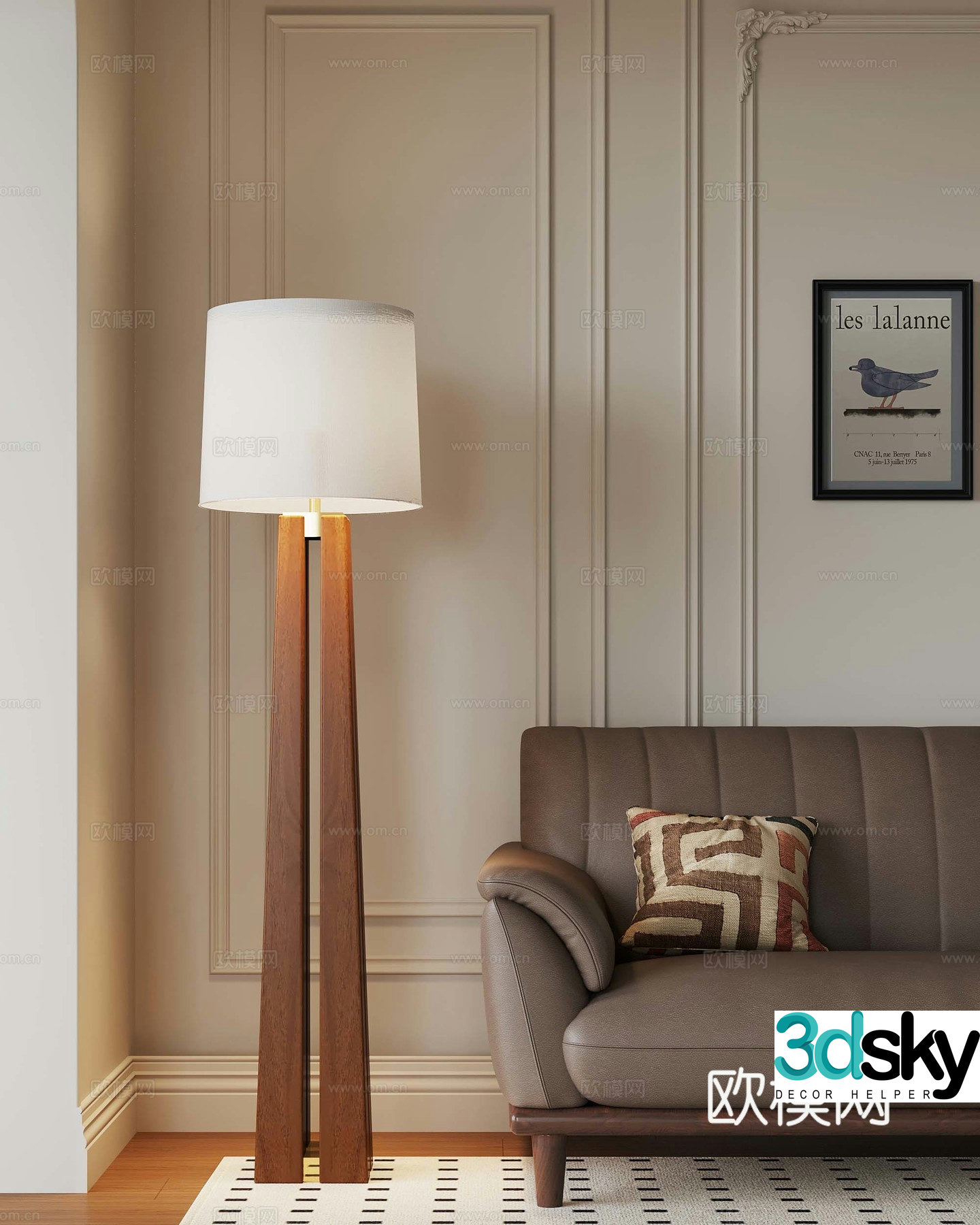 06 French floor lamp Middle style floor lamp 3D model