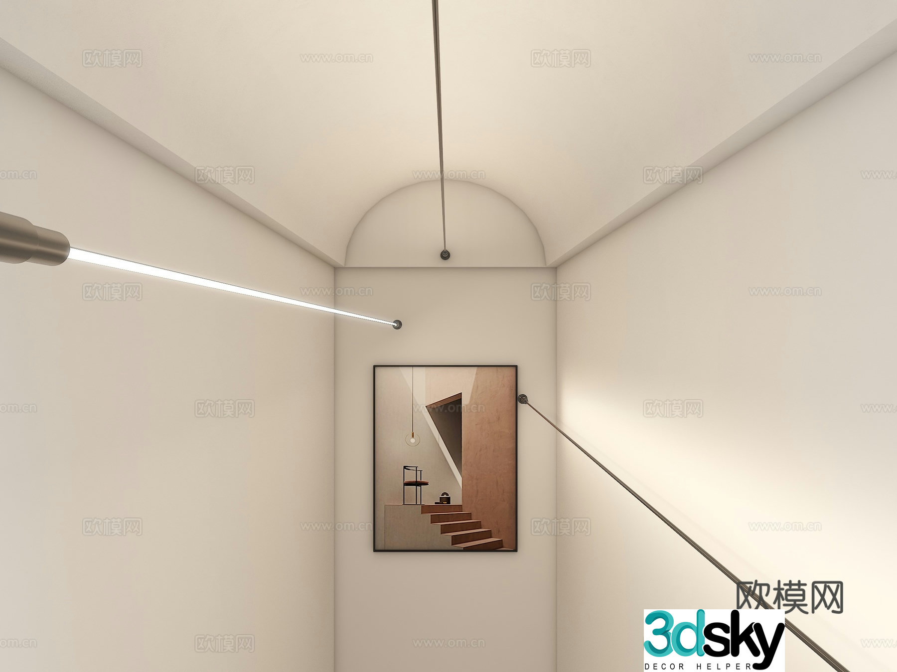 Modern wall washing lights light strips skyline lights line lights wire lights steel belt lights 3D model